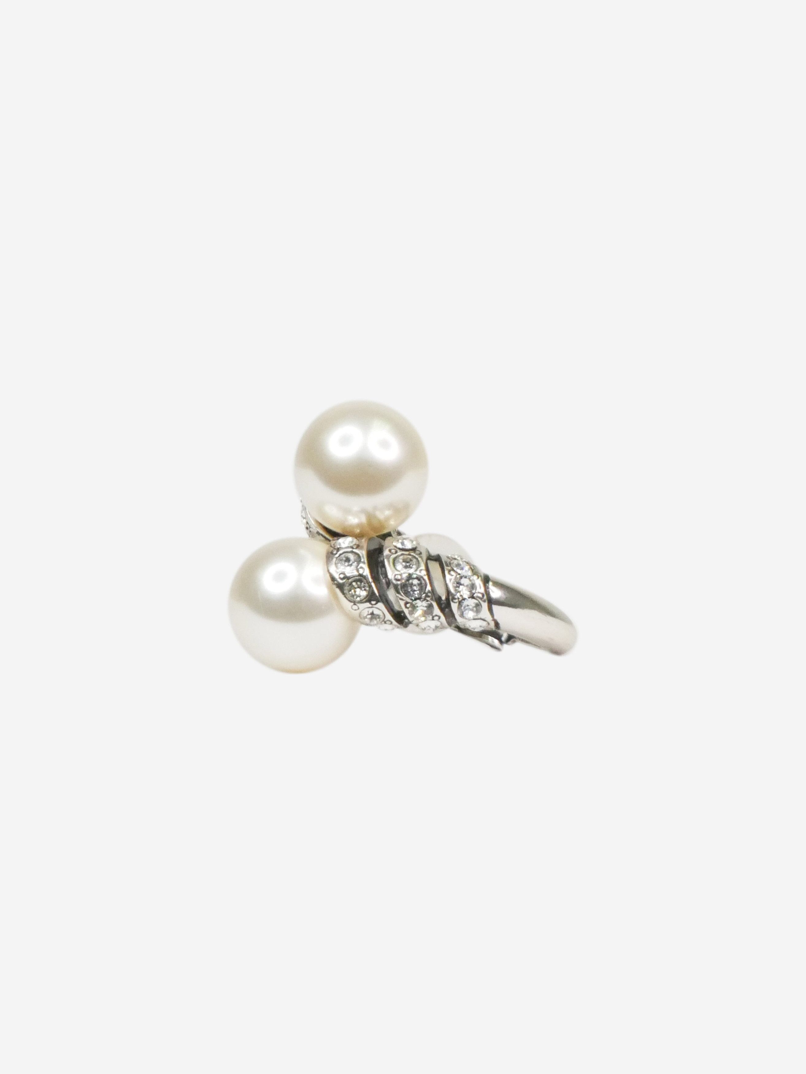 Other Silver crystal And faux-pearl single clip earring Size ONE SIZE - 5 Thumbnail