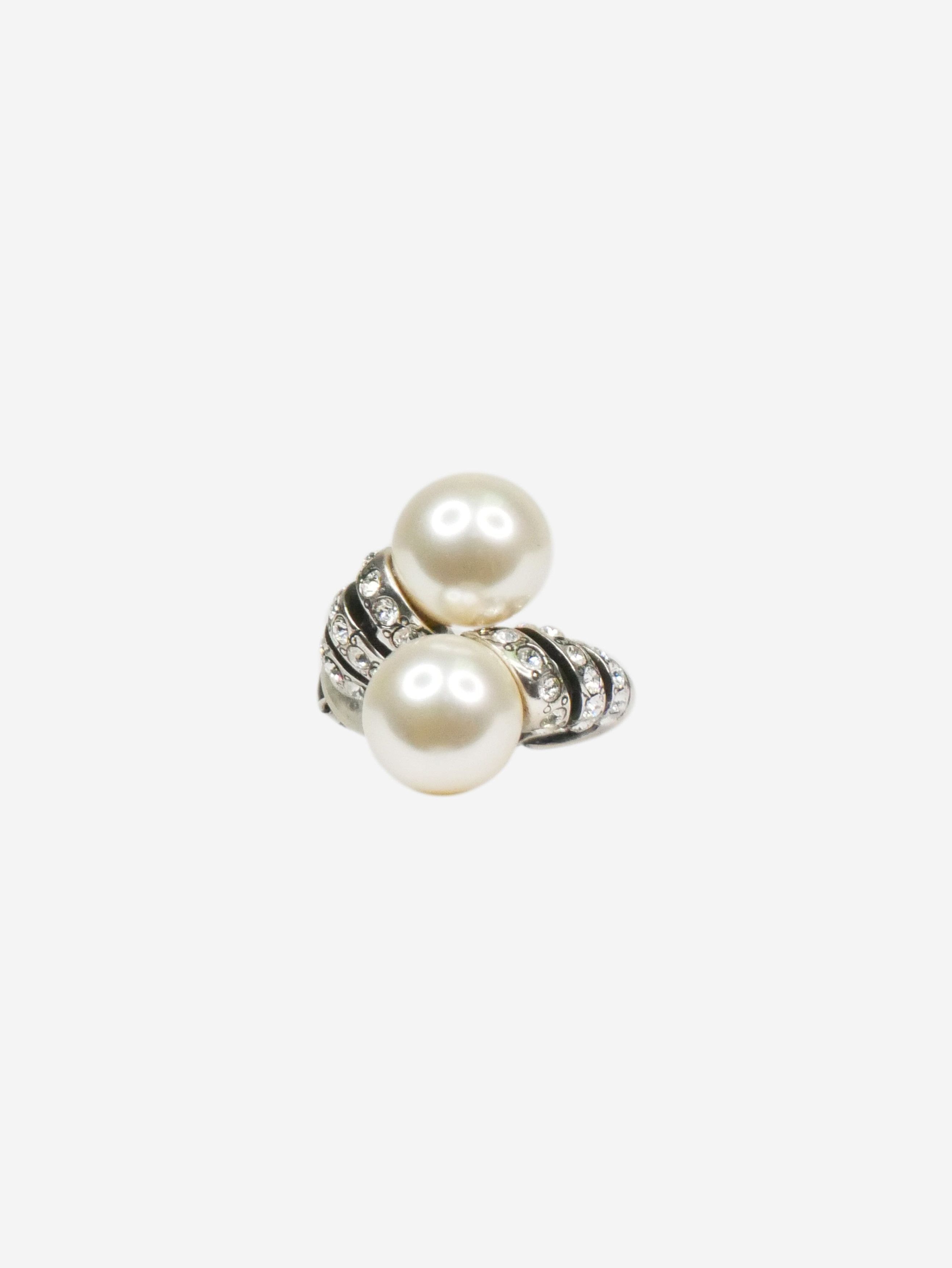 Other Silver crystal And faux-pearl single clip earring Size ONE SIZE - 4 Thumbnail