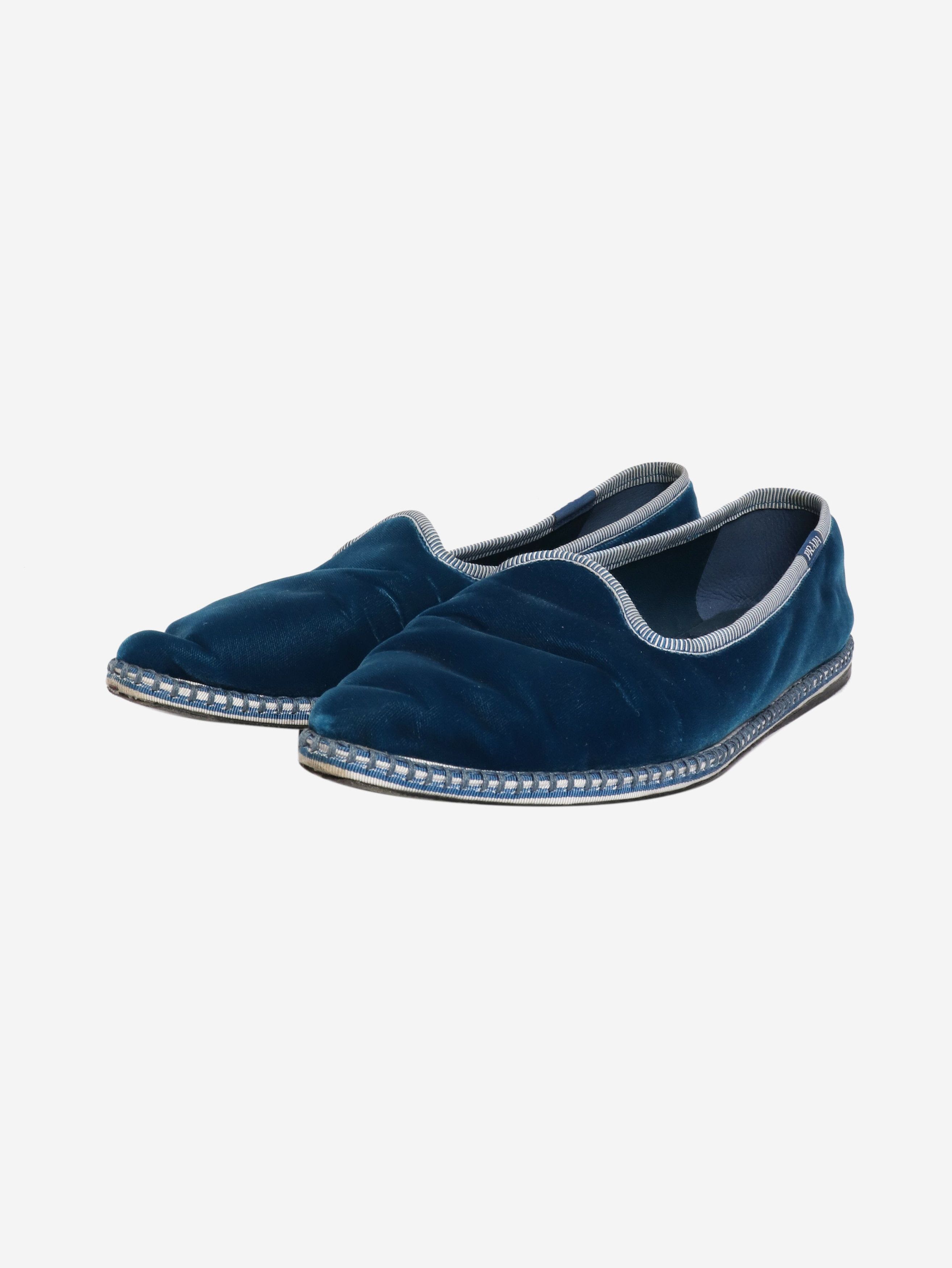 Prada Blue velvet slippers - EU 39.5 Size US 8 / IT 38 - 2 Thumbnail