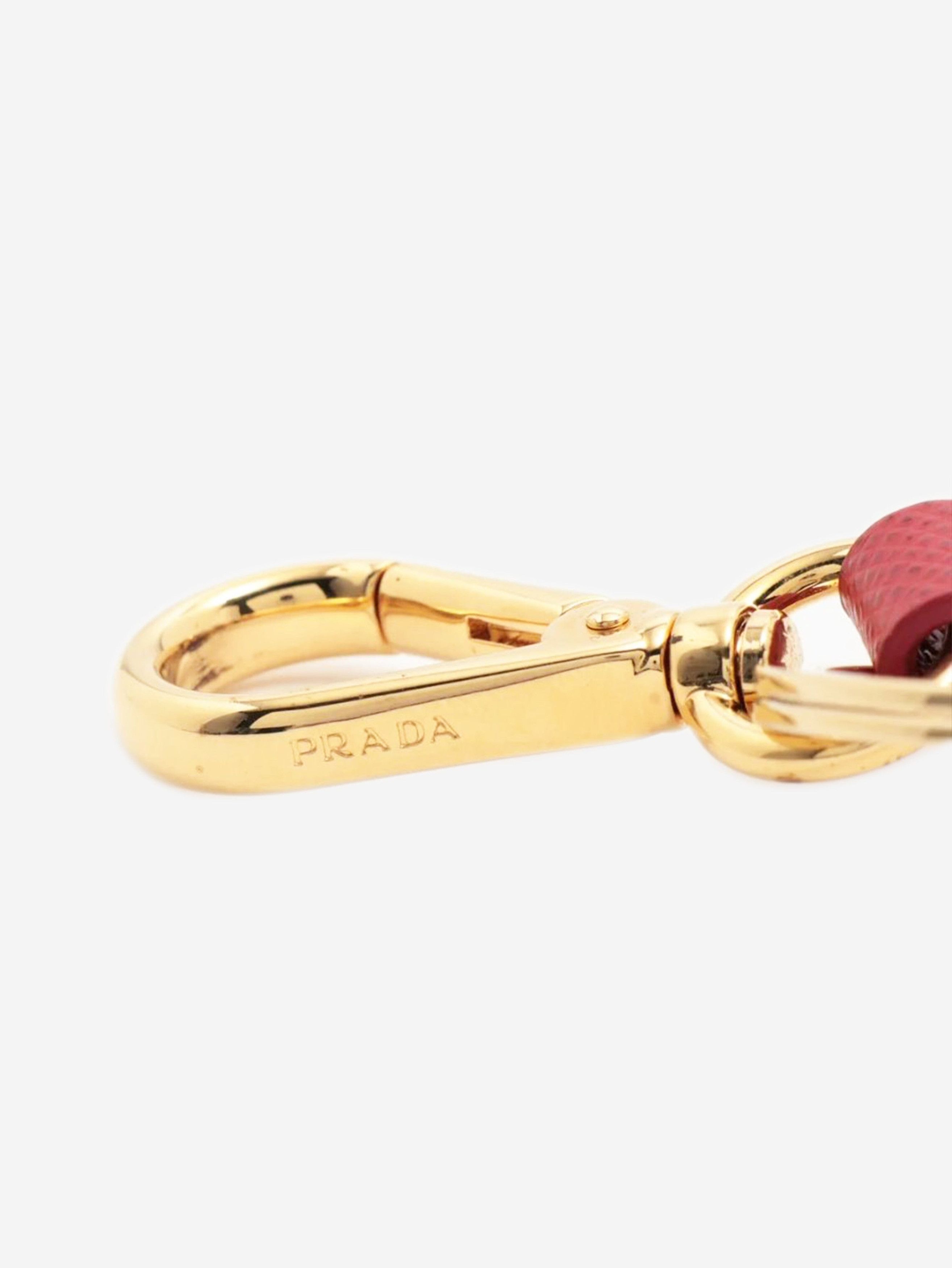 Prada Red Saffiano leather logo keychain Size ONE SIZE - 3 Thumbnail