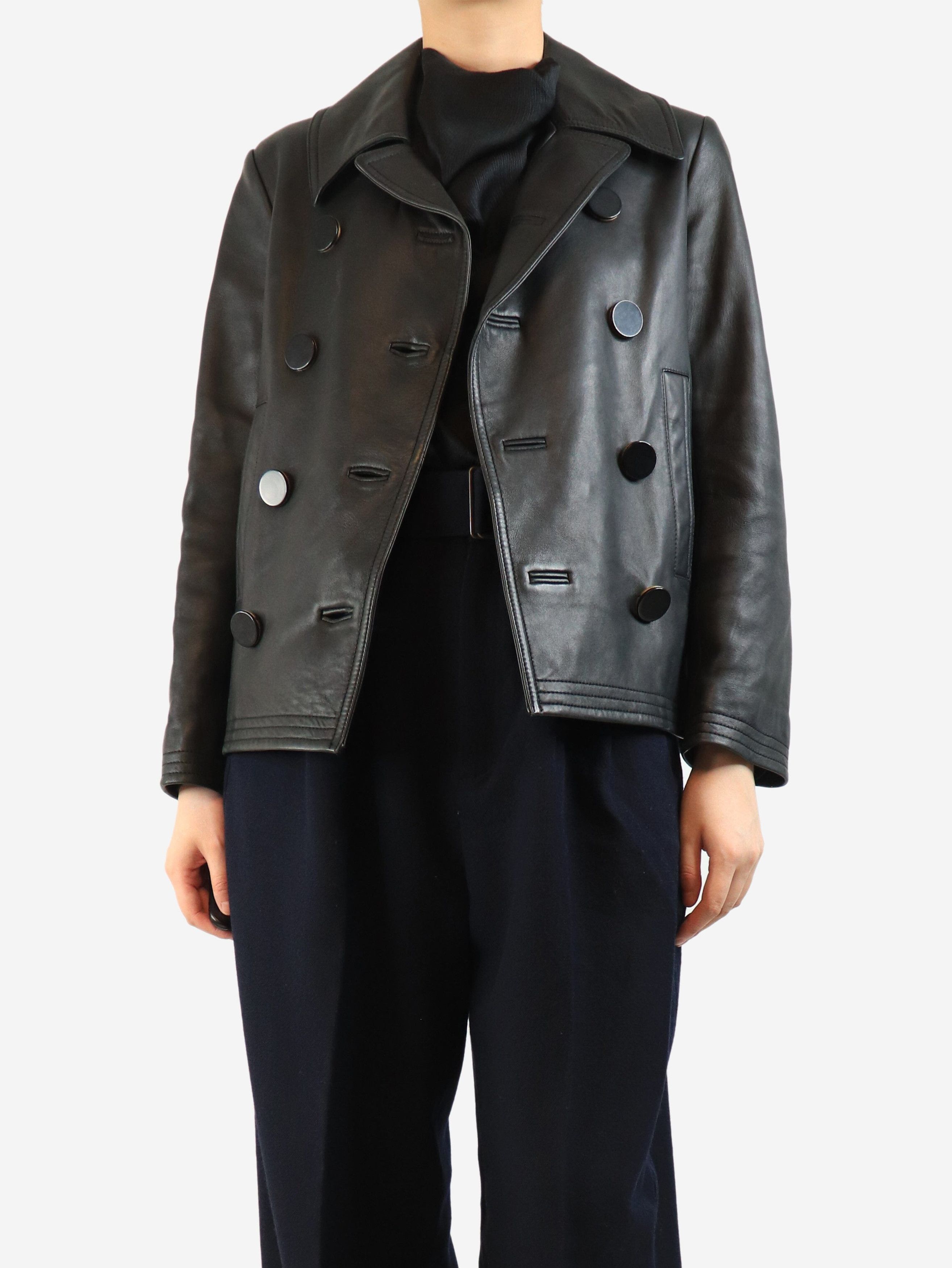 Balenciaga Black double-breasted leather jacket - UK 8 Size S / US 4 / IT 40 - 4 Thumbnail