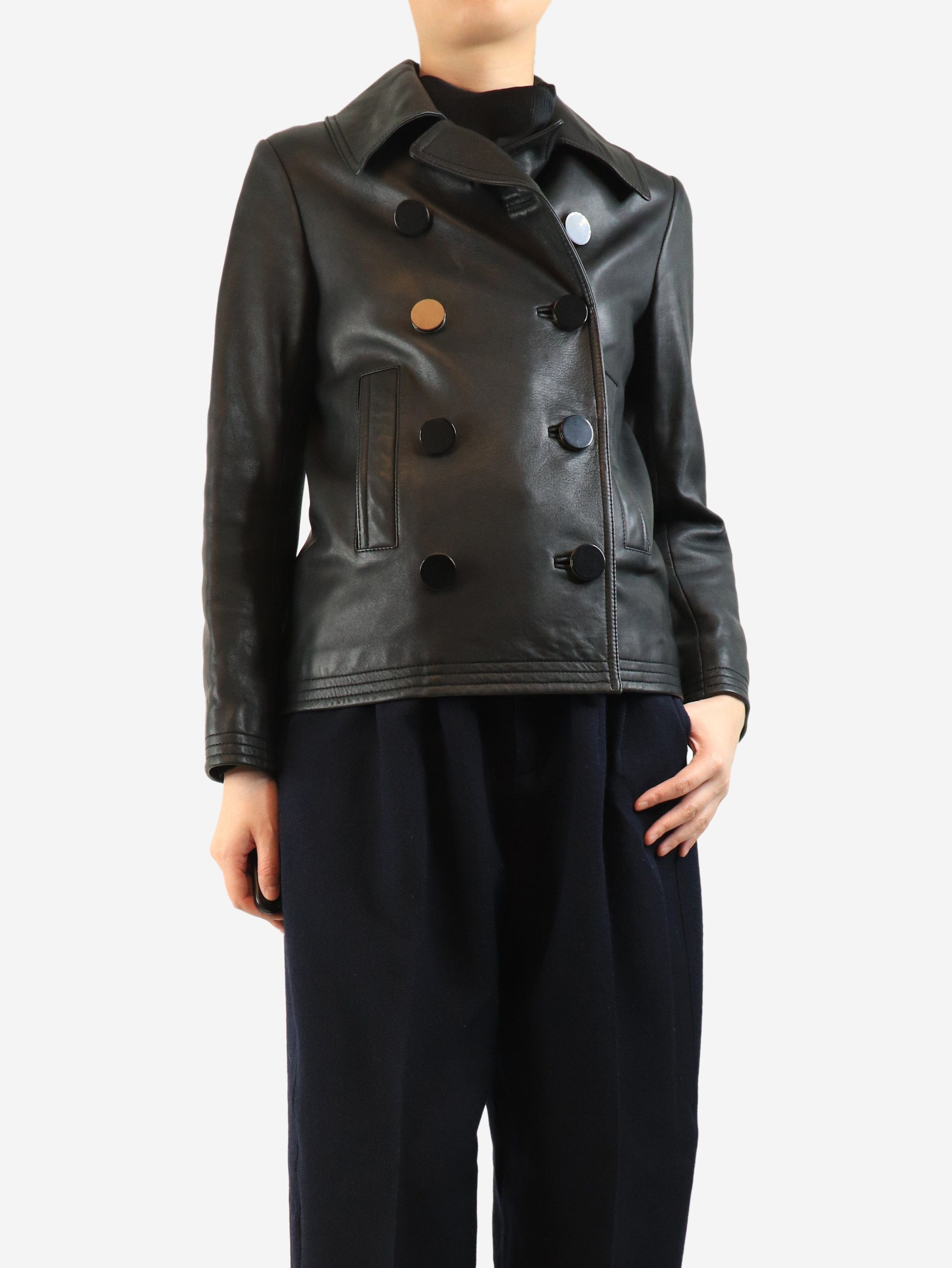 Balenciaga Black double-breasted leather jacket - UK 8 Size S / US 4 / IT 40 - 2 Thumbnail