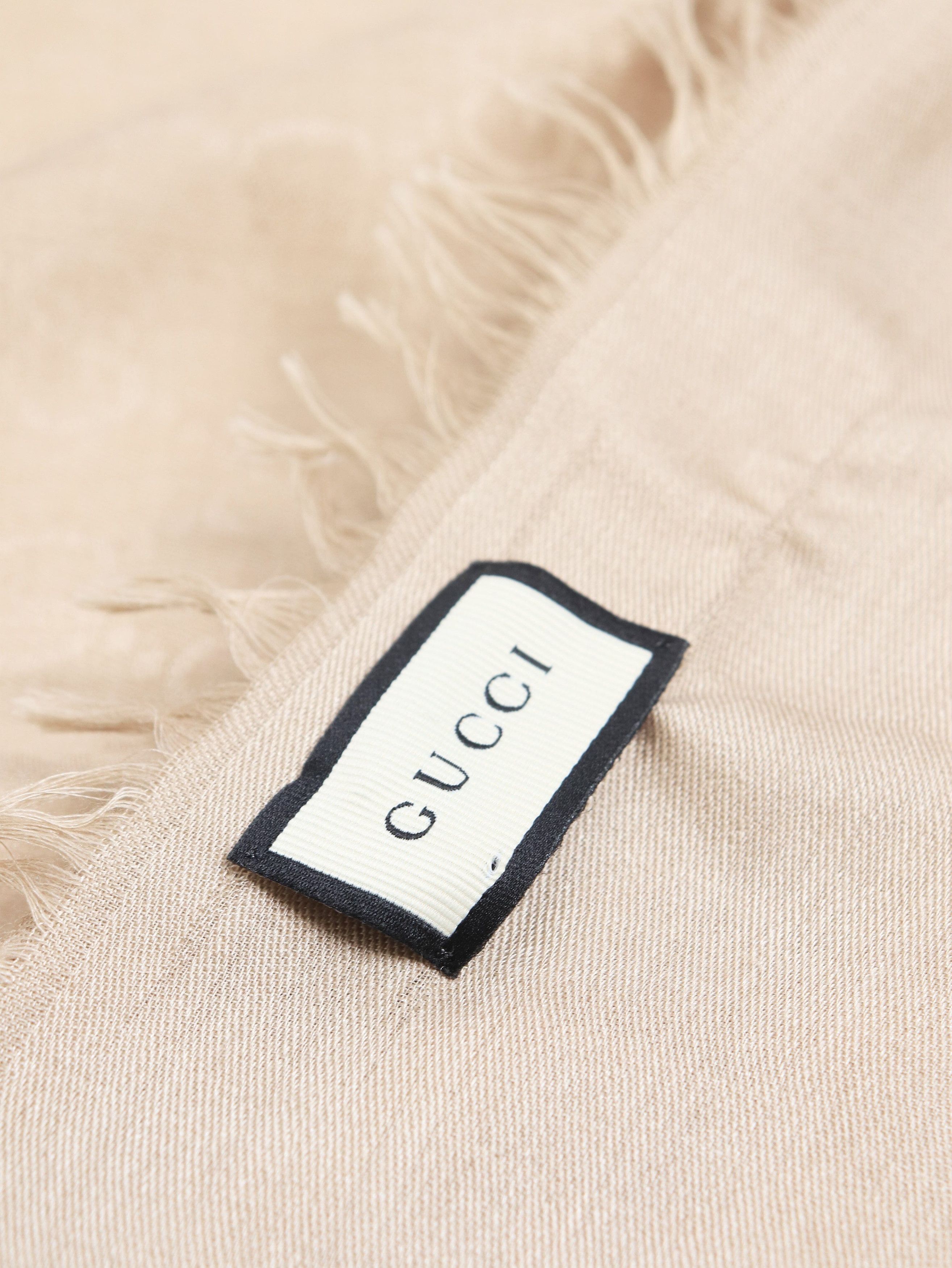 Gucci Neutral GG fringed shawl scarf Size ONE SIZE - 3 Thumbnail