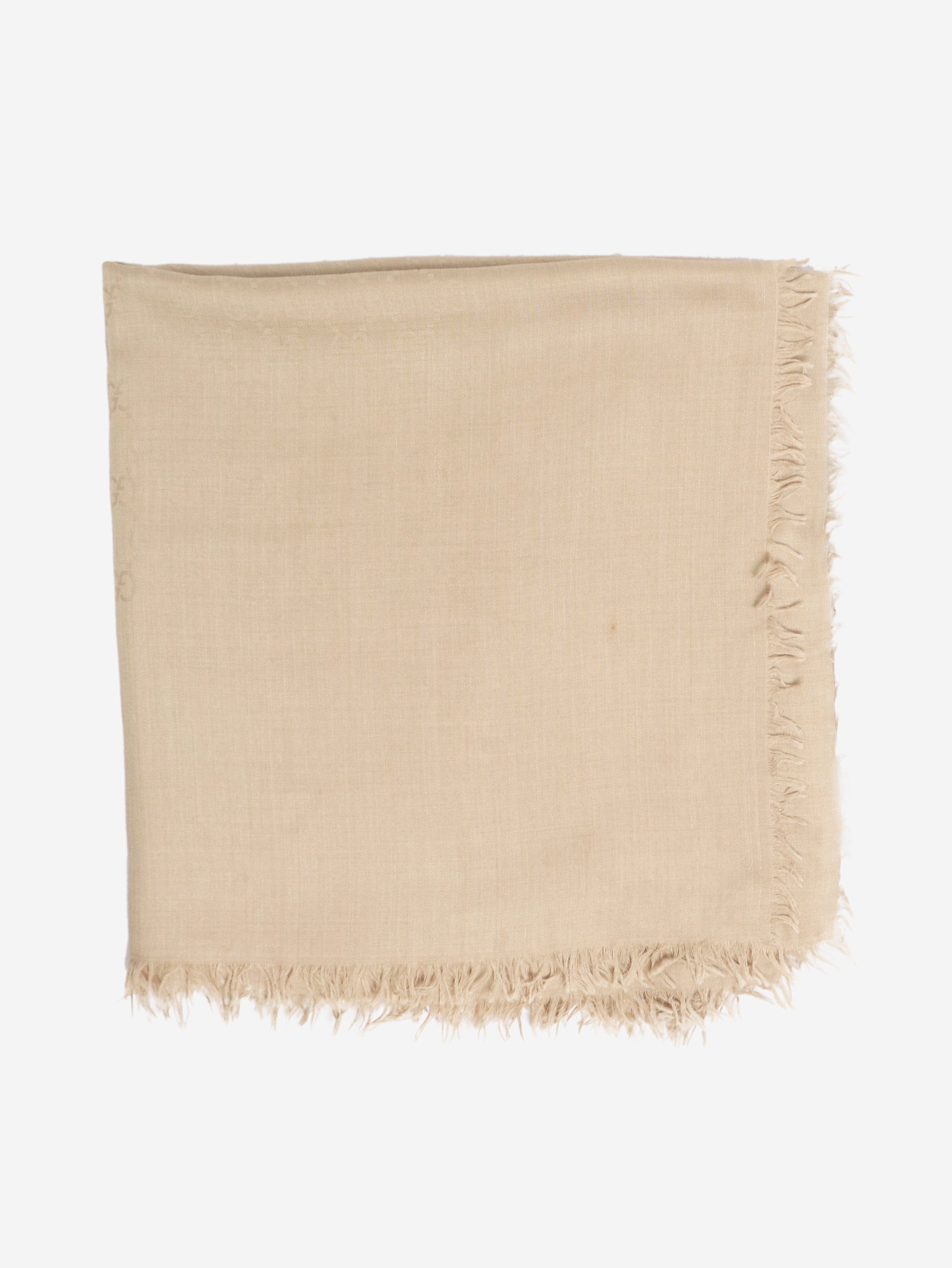 Gucci Neutral GG fringed shawl scarf Size ONE SIZE - 2 Thumbnail