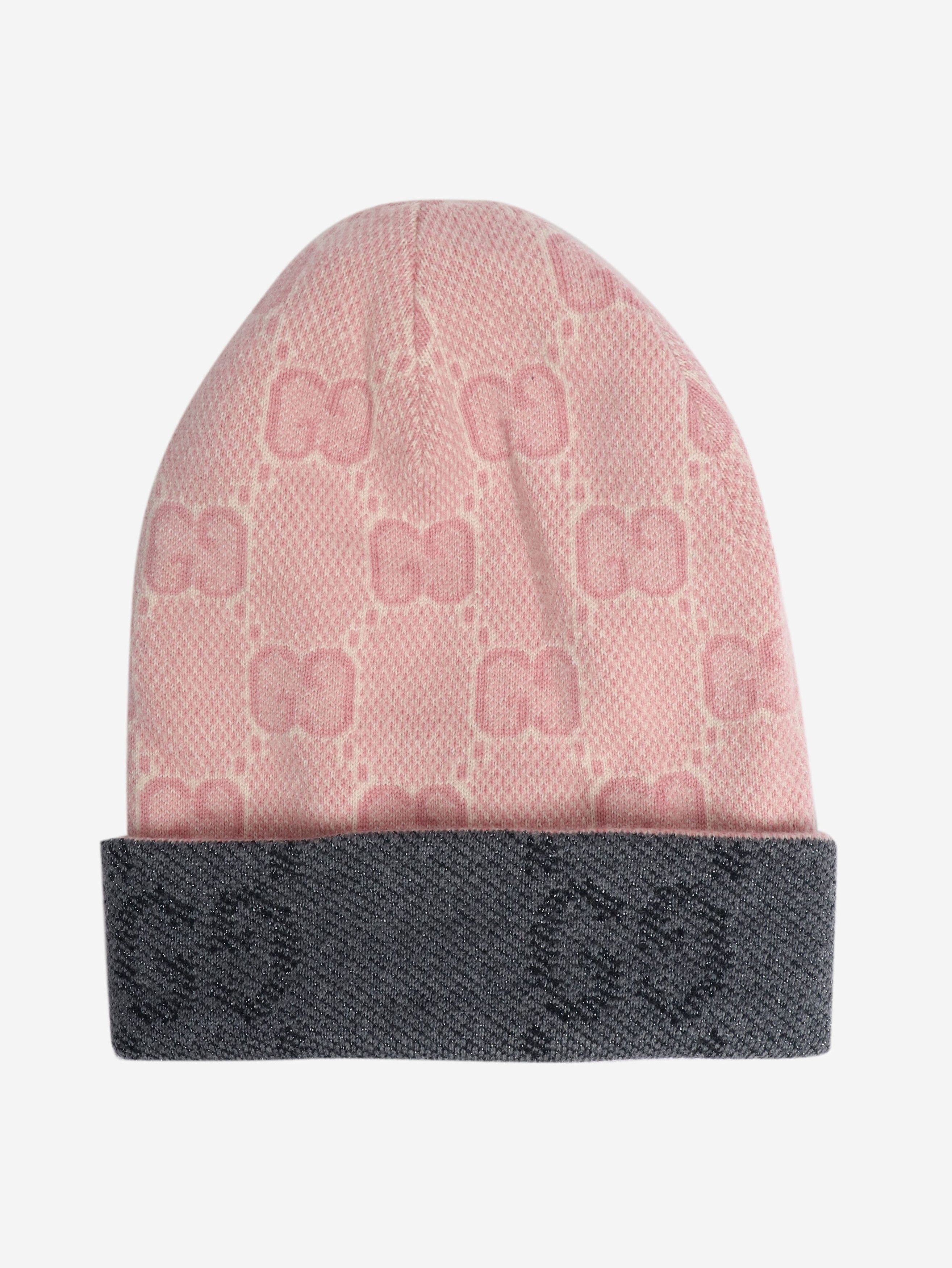 Gucci Grey and pink reversible knit beanie Size ONE SIZE - 2 Thumbnail
