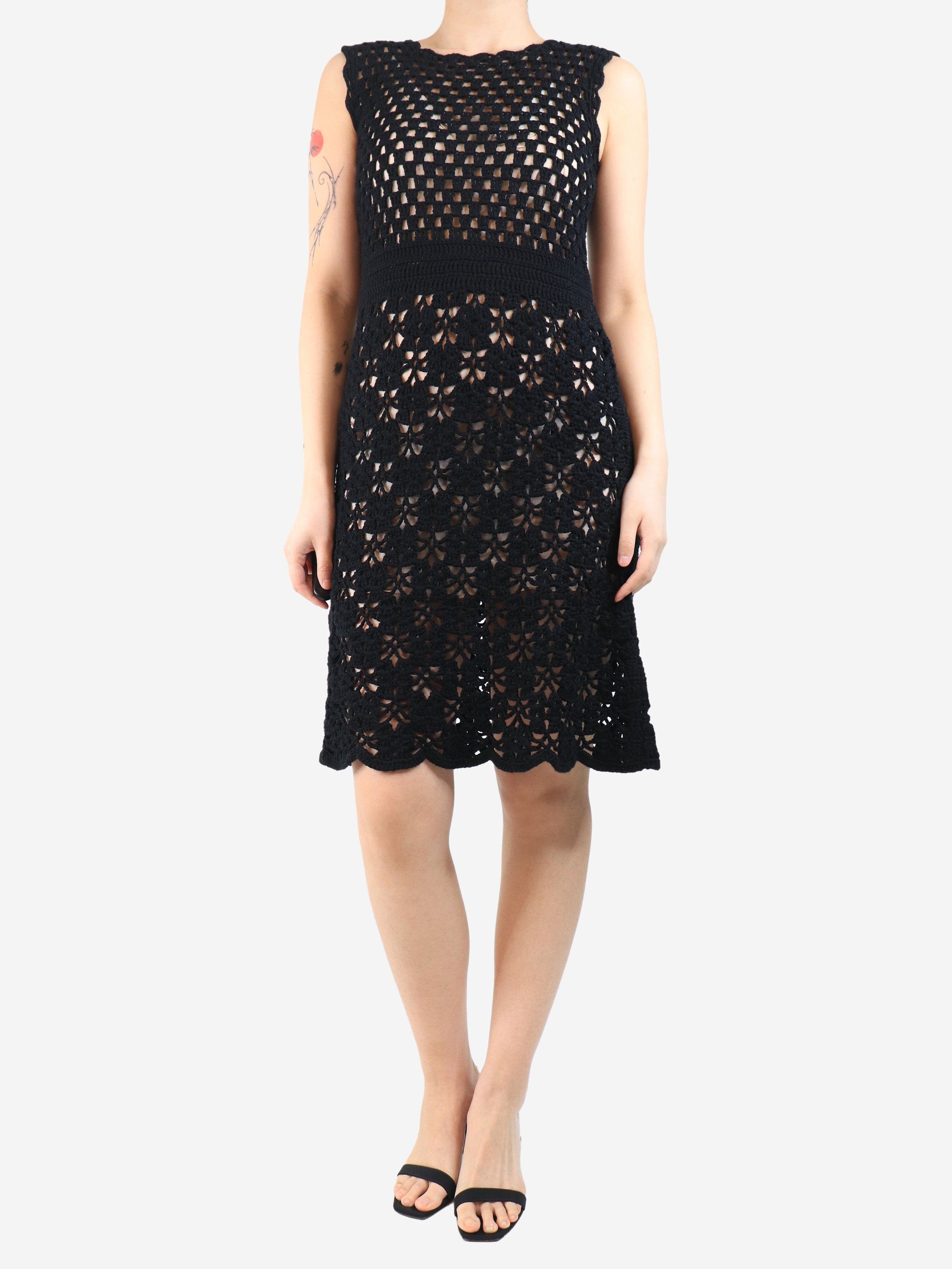 Prada Black crochet midi dress - UK 10 Size M / US 6-8 / IT 42-44 - 3 Thumbnail