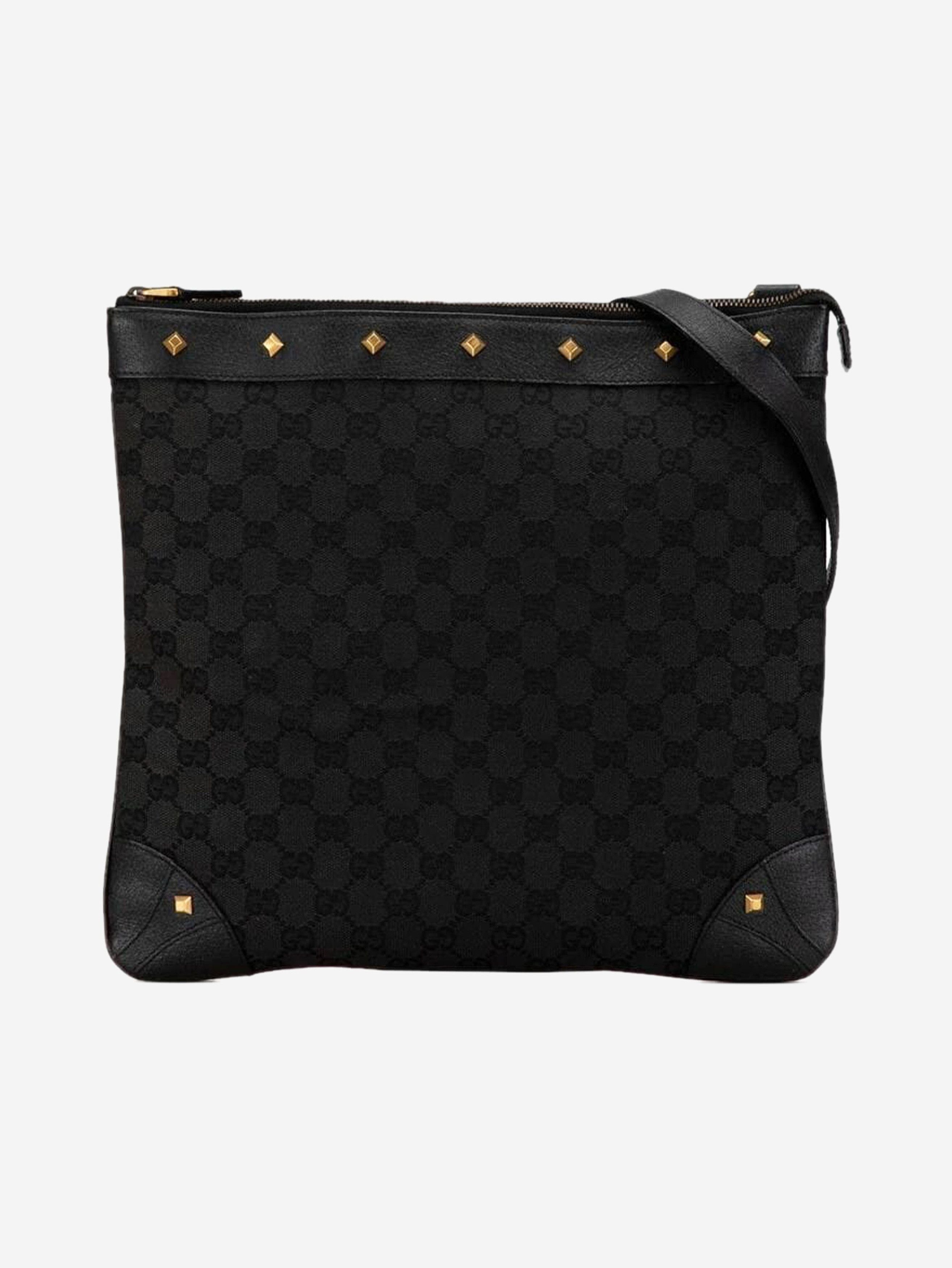 Gucci Black GG canvas studded shoulder bag Size ONE SIZE - 2 Thumbnail