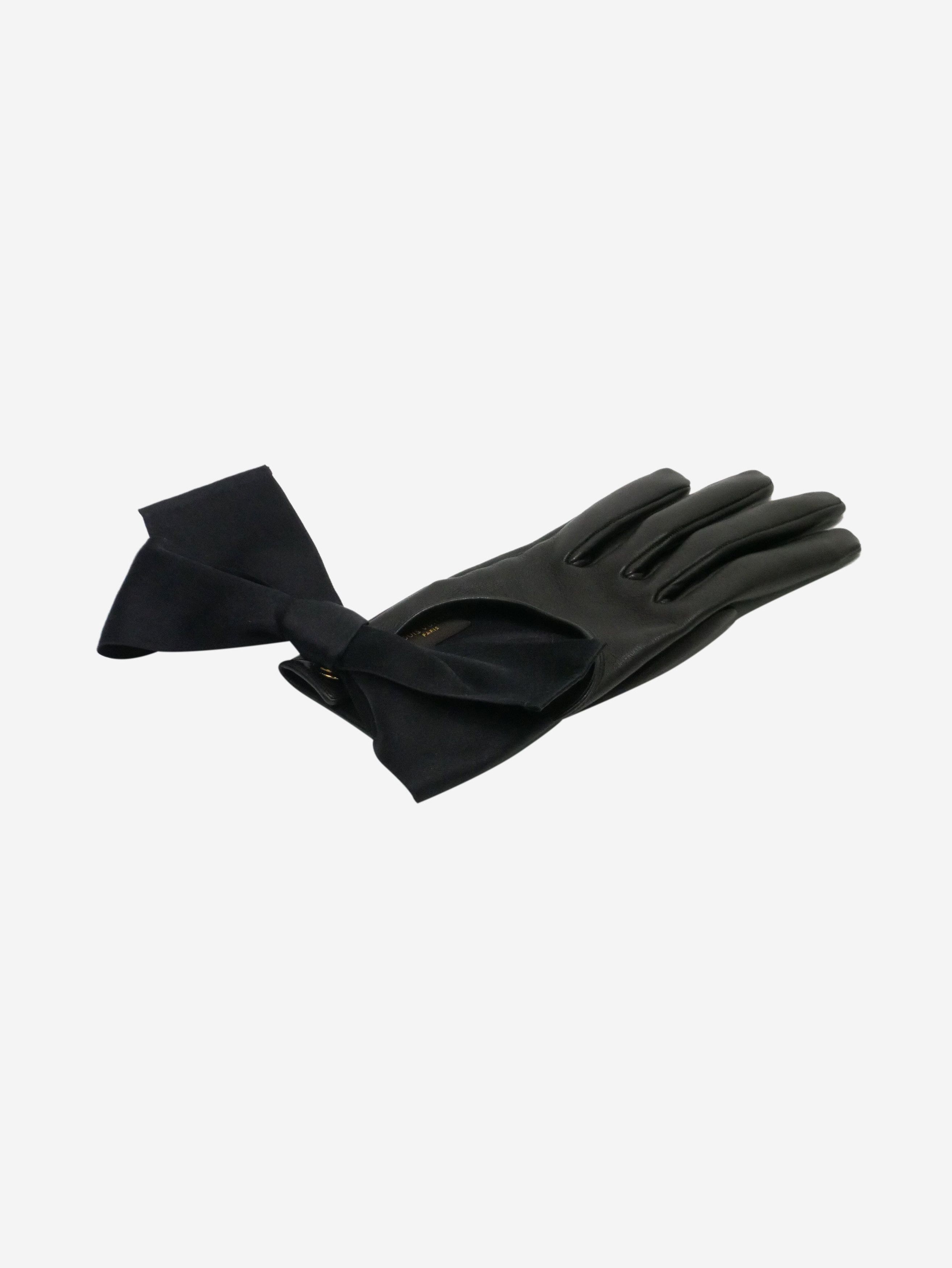 Louis Vuitton Black leather and silk gloves Size ONE SIZE - 3 Thumbnail