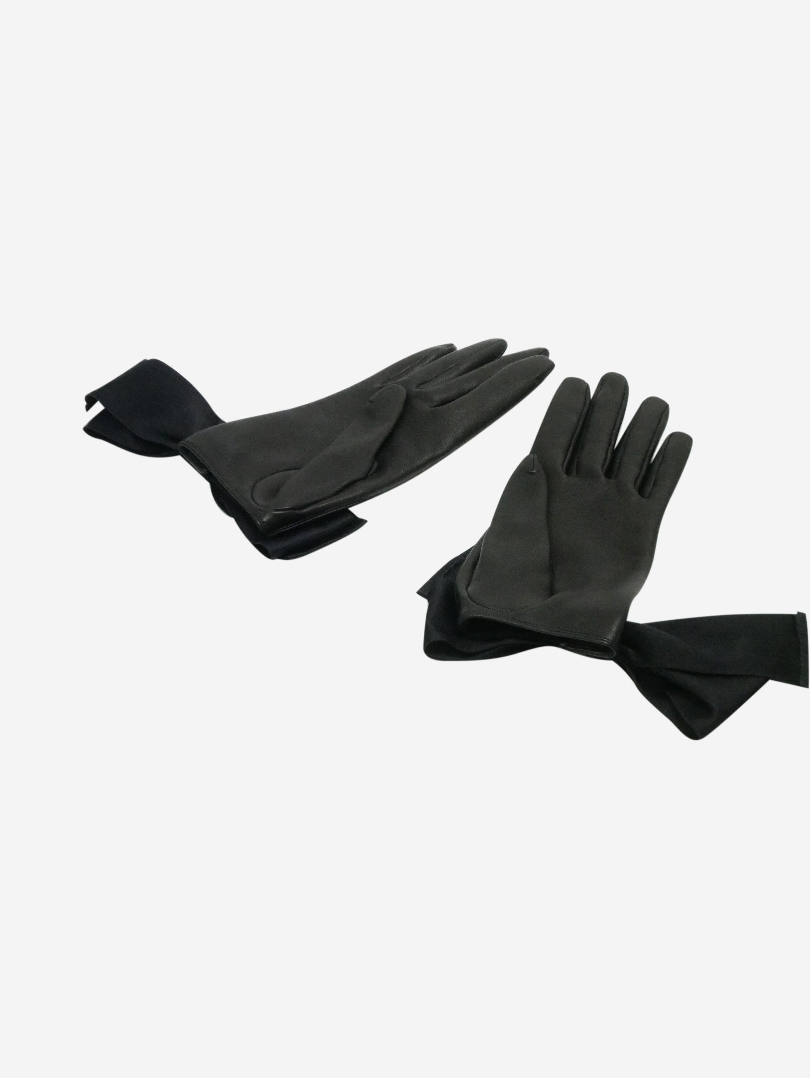 Louis Vuitton Black leather and silk gloves Size ONE SIZE - 4 Thumbnail
