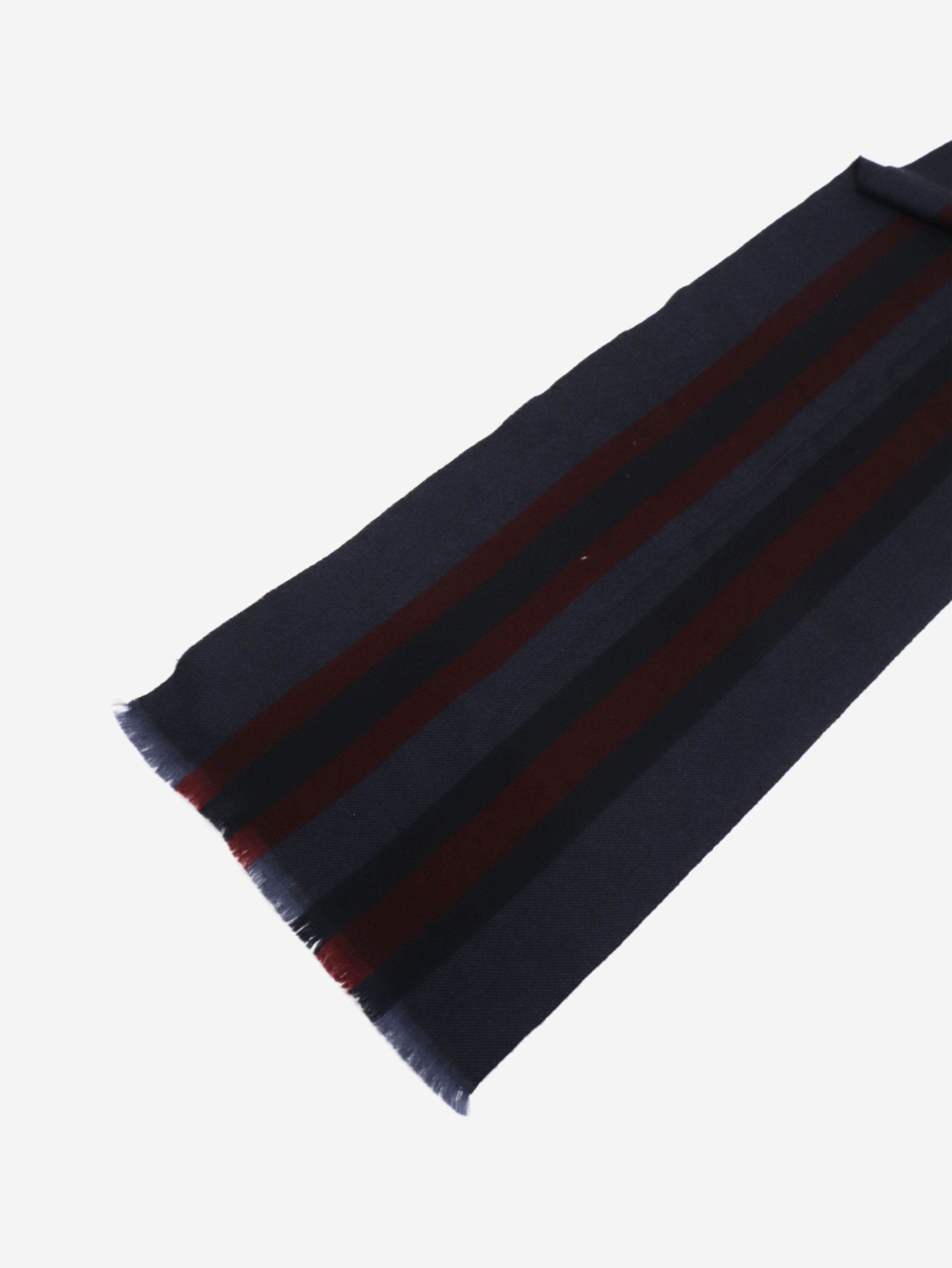 Gucci Navy and burgundy striped wool scarf Size ONE SIZE - 2 Thumbnail