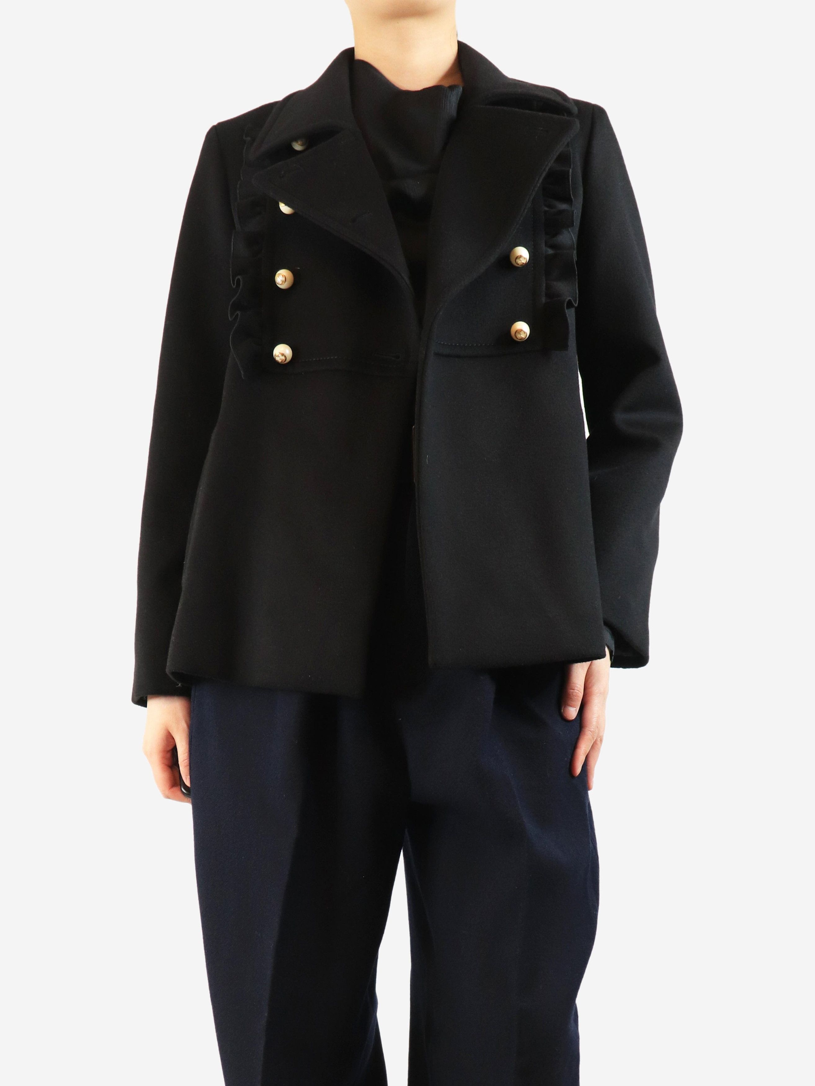 Gucci Black wool coat with pearl buttons - UK 14 Size L / US 10 / IT 46 - 4 Thumbnail