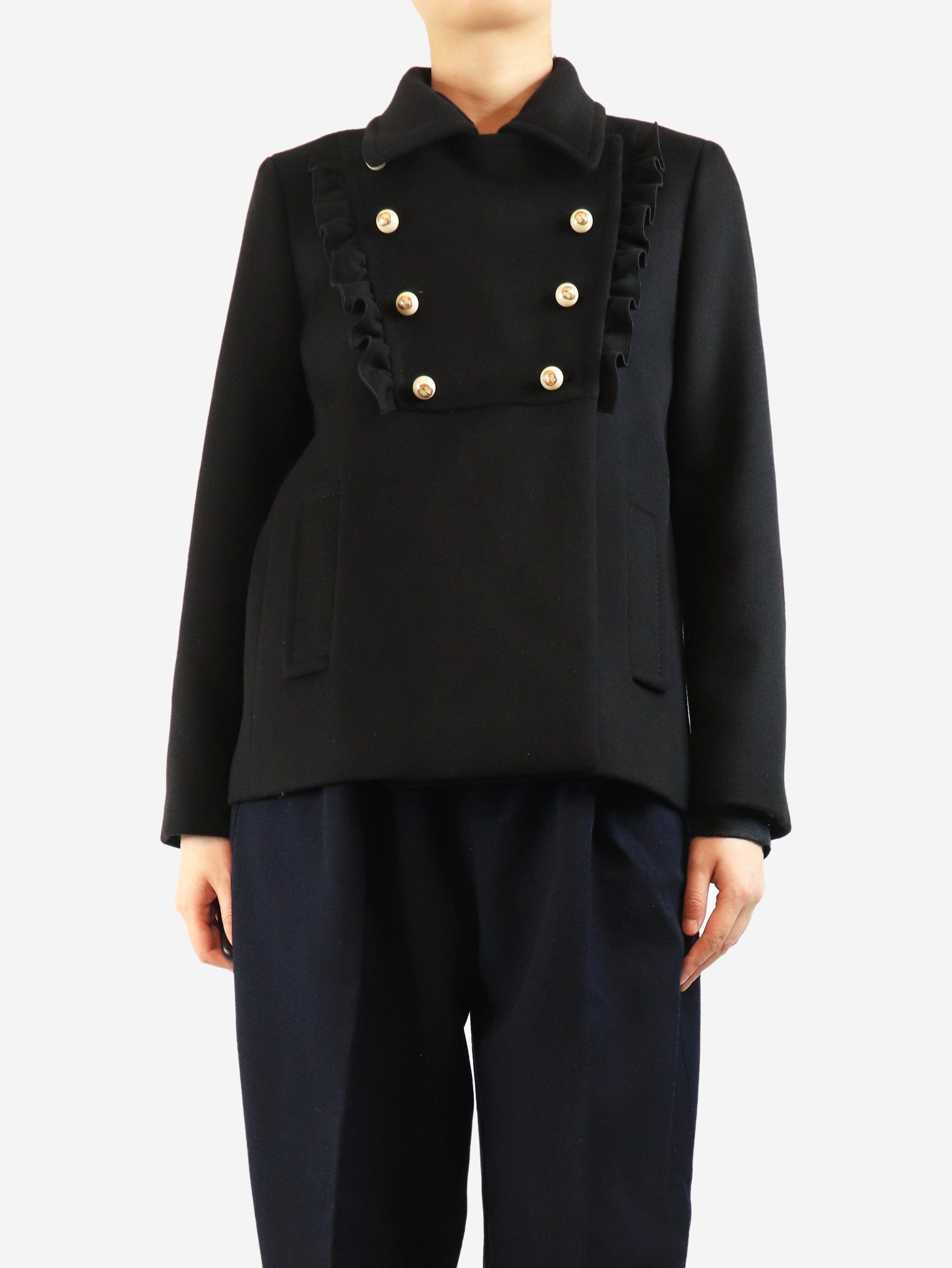 Gucci Black wool coat with pearl buttons - UK 14 Size L / US 10 / IT 46 - 2 Thumbnail