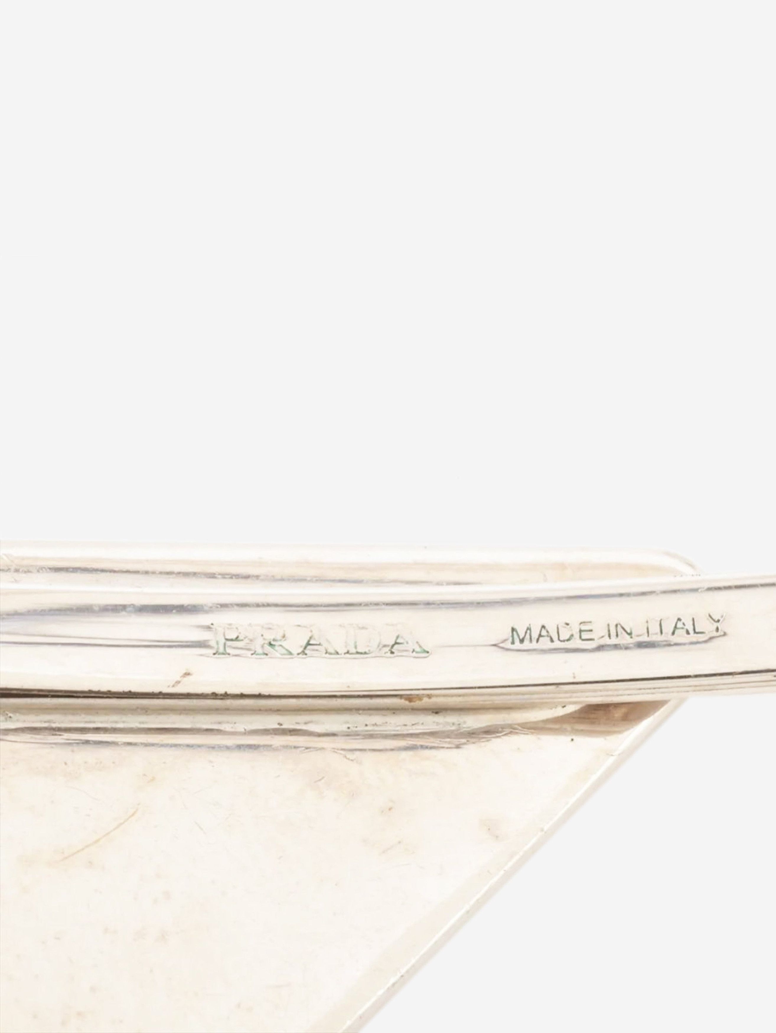 Prada White metal logo hair clip Size ONE SIZE - 3 Thumbnail