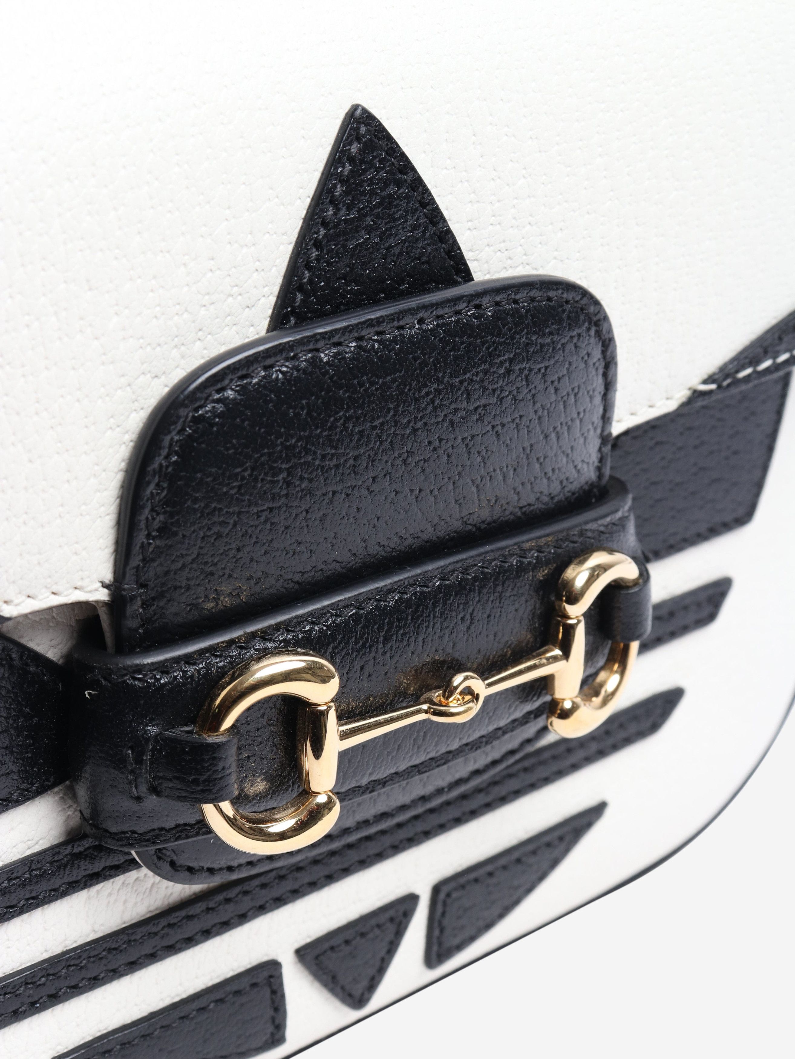 Gucci Black and white Horsebit 1955 shoulder bag Size ONE SIZE - 5 Thumbnail