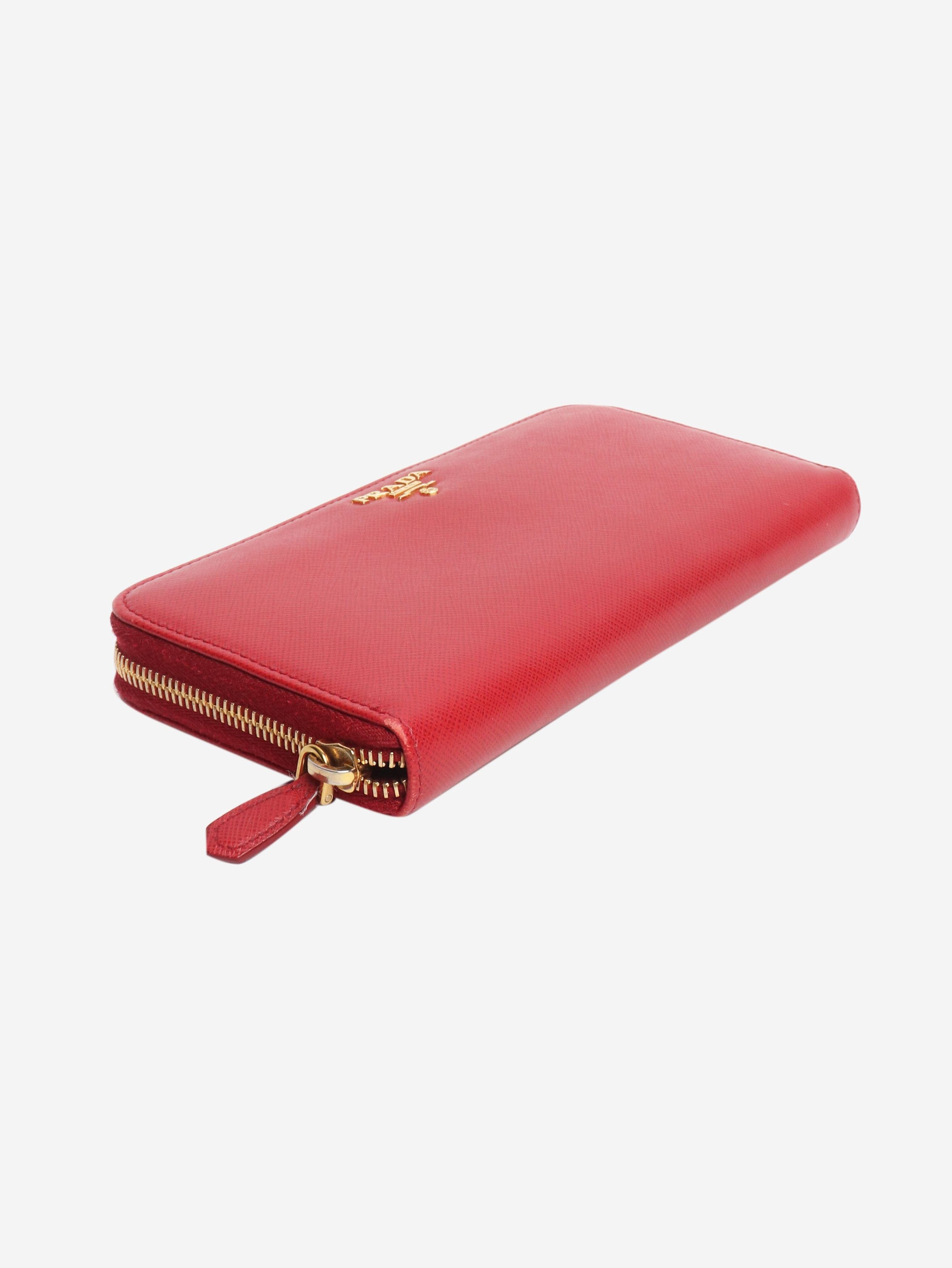 Prada Red Saffiano leather zip wallet Size ONE SIZE - 3 Thumbnail