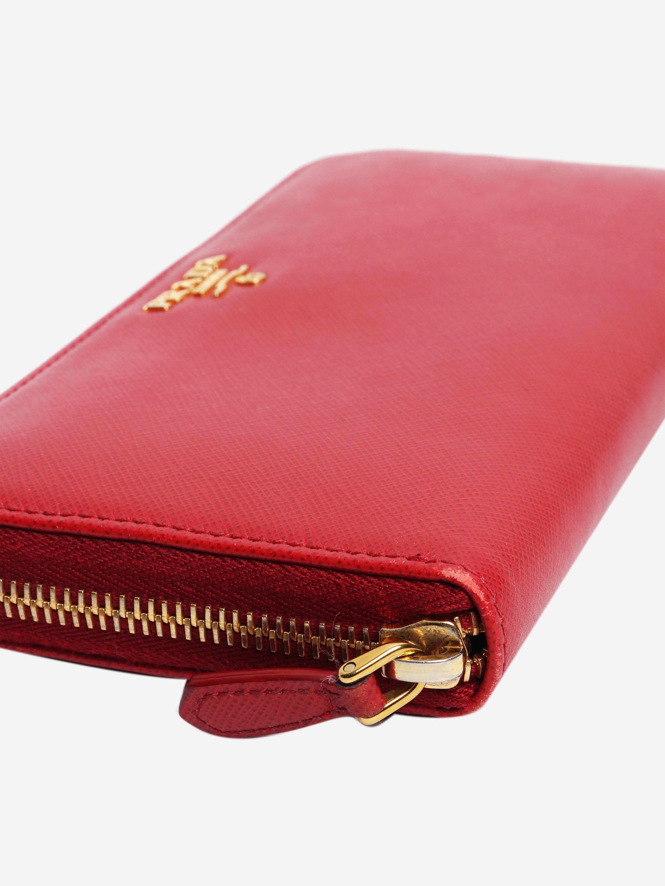 Prada Red Saffiano leather zip wallet Size ONE SIZE - 5 Thumbnail