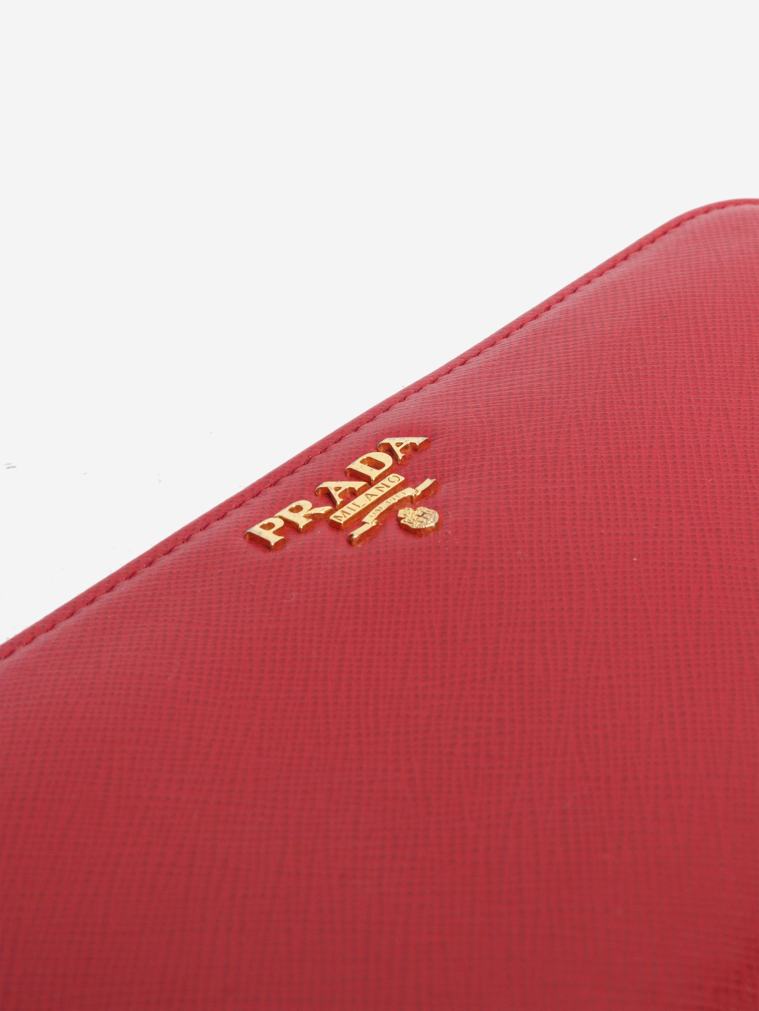 Prada Red Saffiano leather zip wallet Size ONE SIZE - 4 Thumbnail