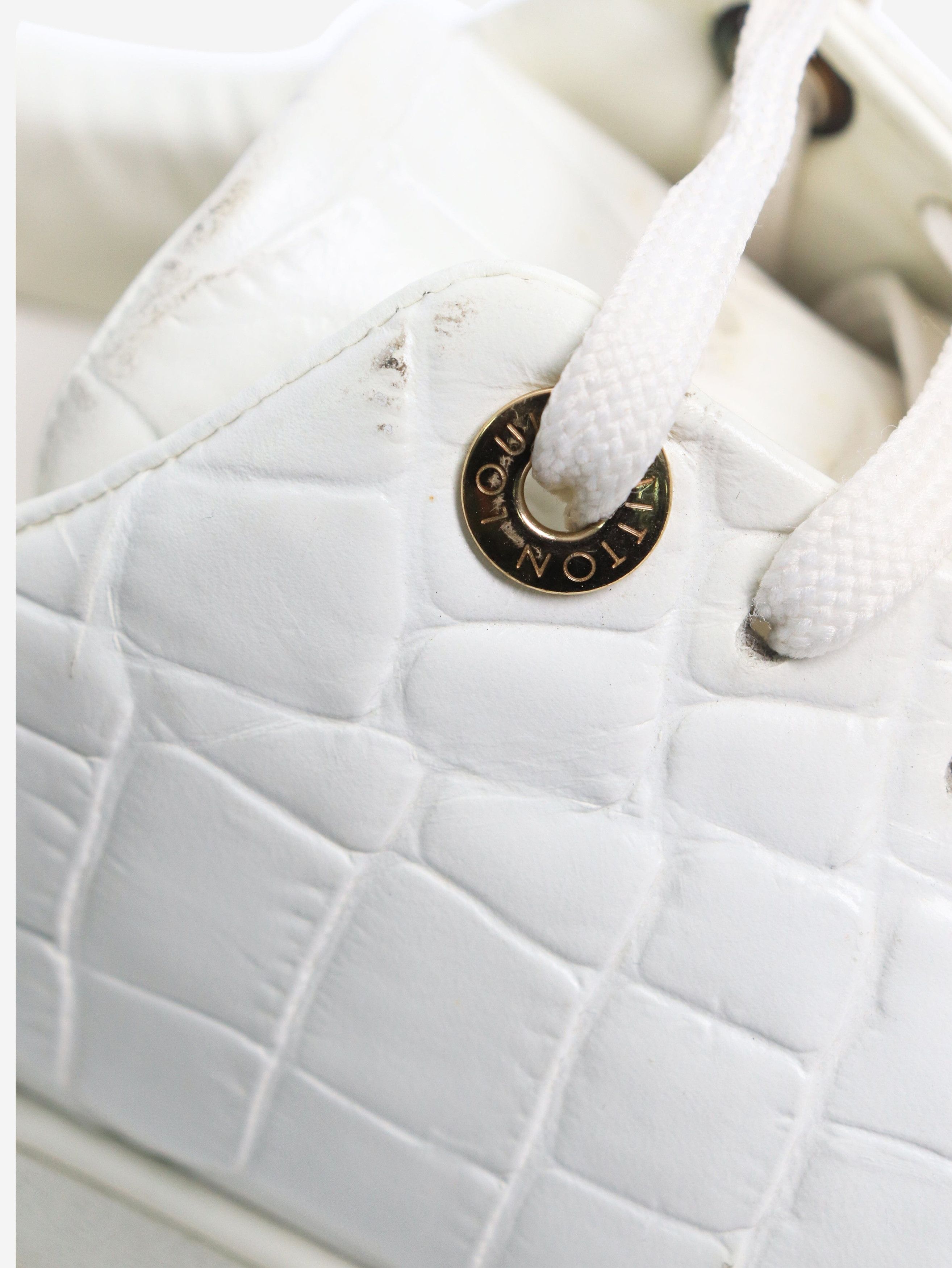 Louis Vuitton White croc-embossed trainers - EU 36 Size US 5 / IT 35 - 4 Thumbnail