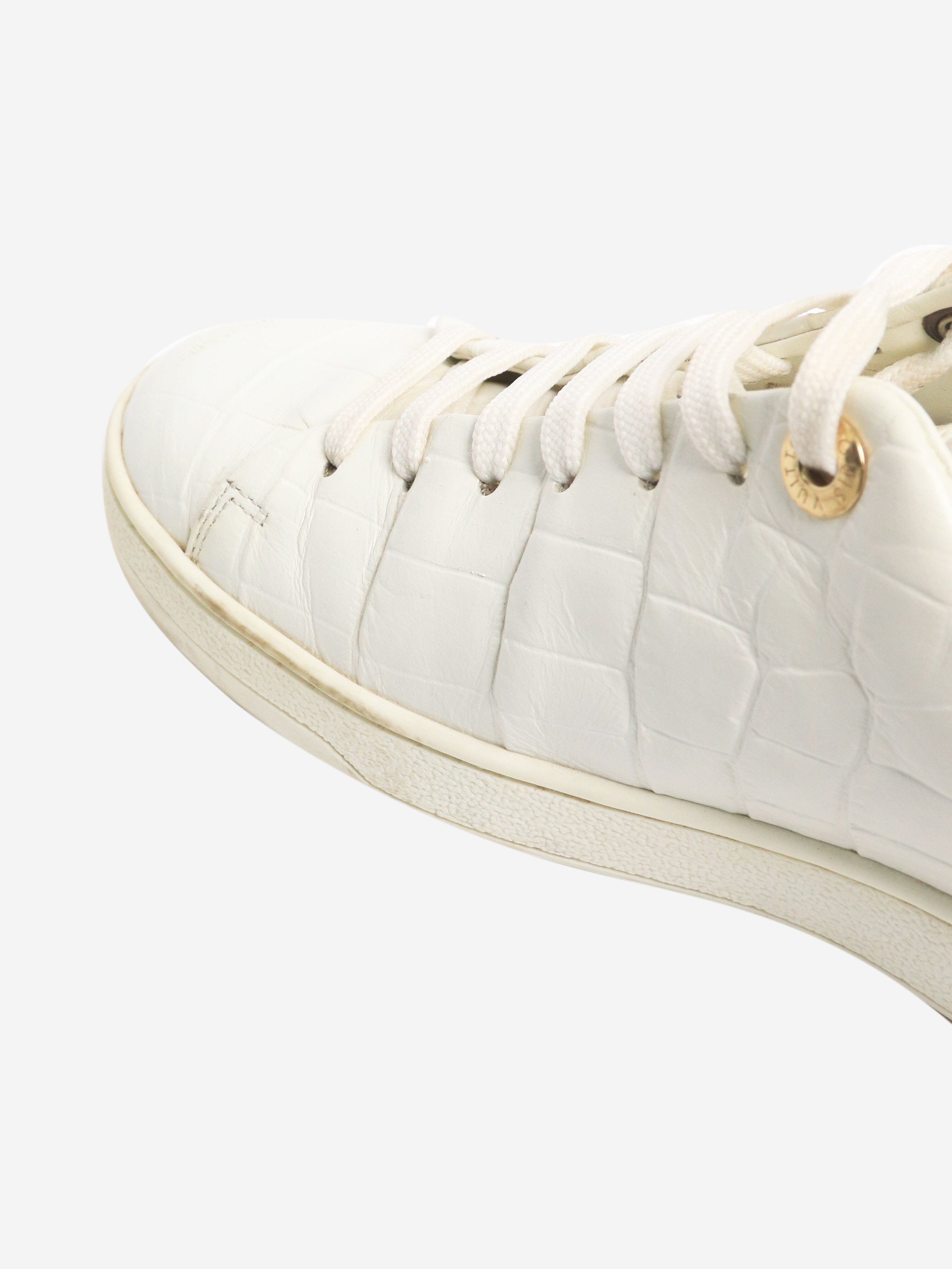 Louis Vuitton White croc-embossed trainers - EU 36 Size US 5 / IT 35 - 5 Thumbnail