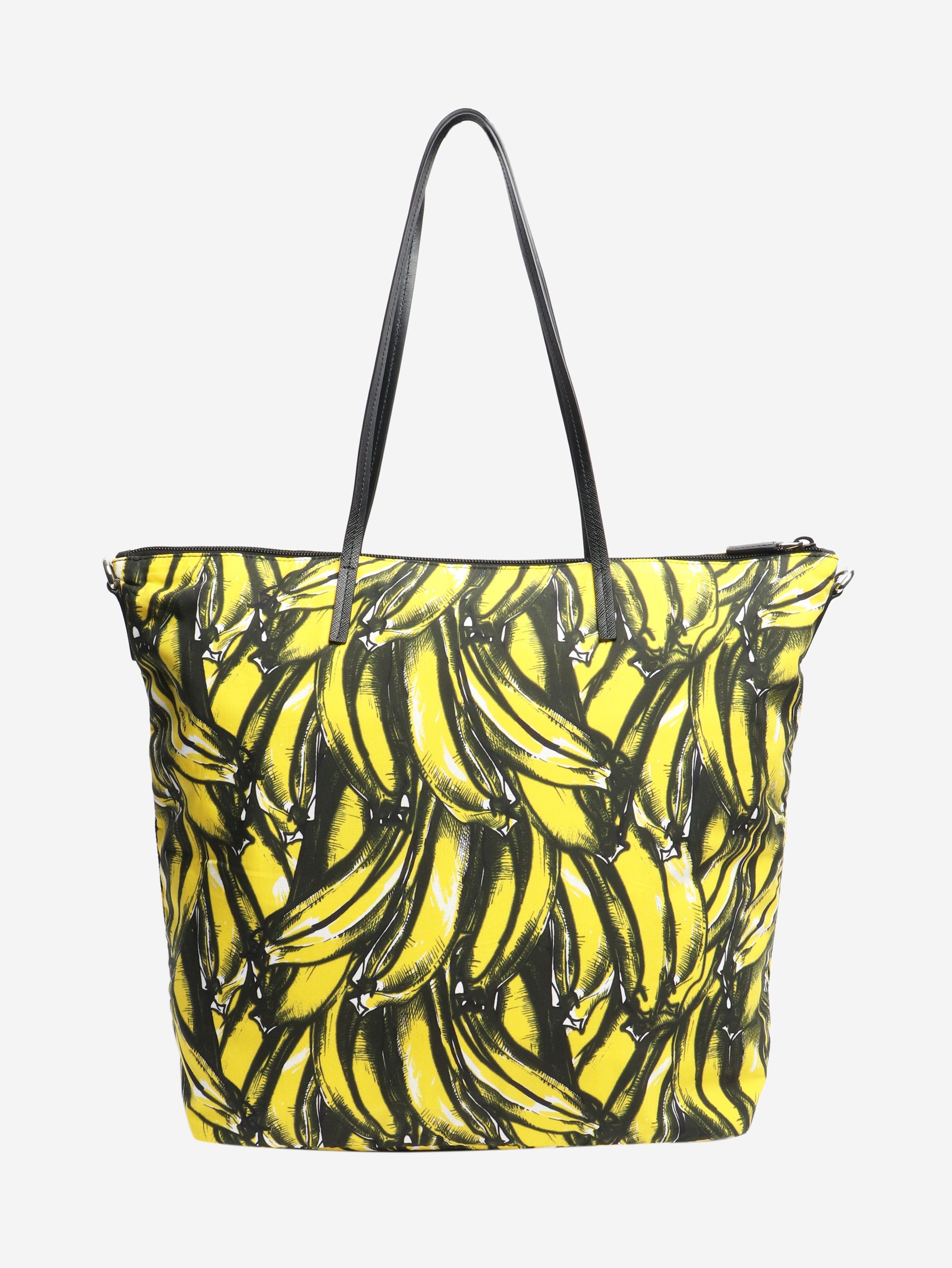Prada Yellow banana printed shopper tote Size ONE SIZE - 4 Thumbnail