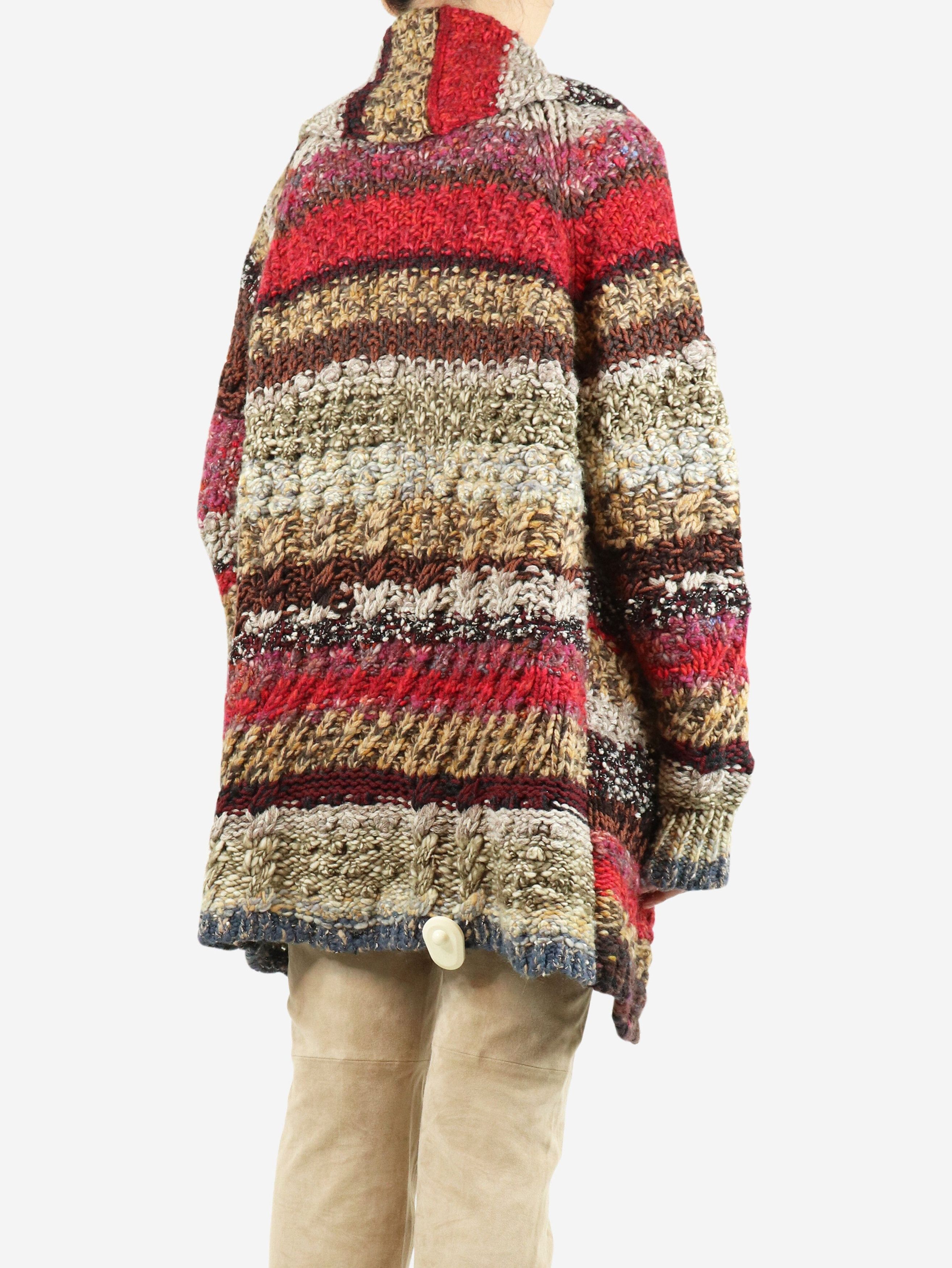 Dior Multicolour chunky belted wool-blend cardigan - UK 12 Size M / US 6-8 / IT 42-44 - 2 Thumbnail