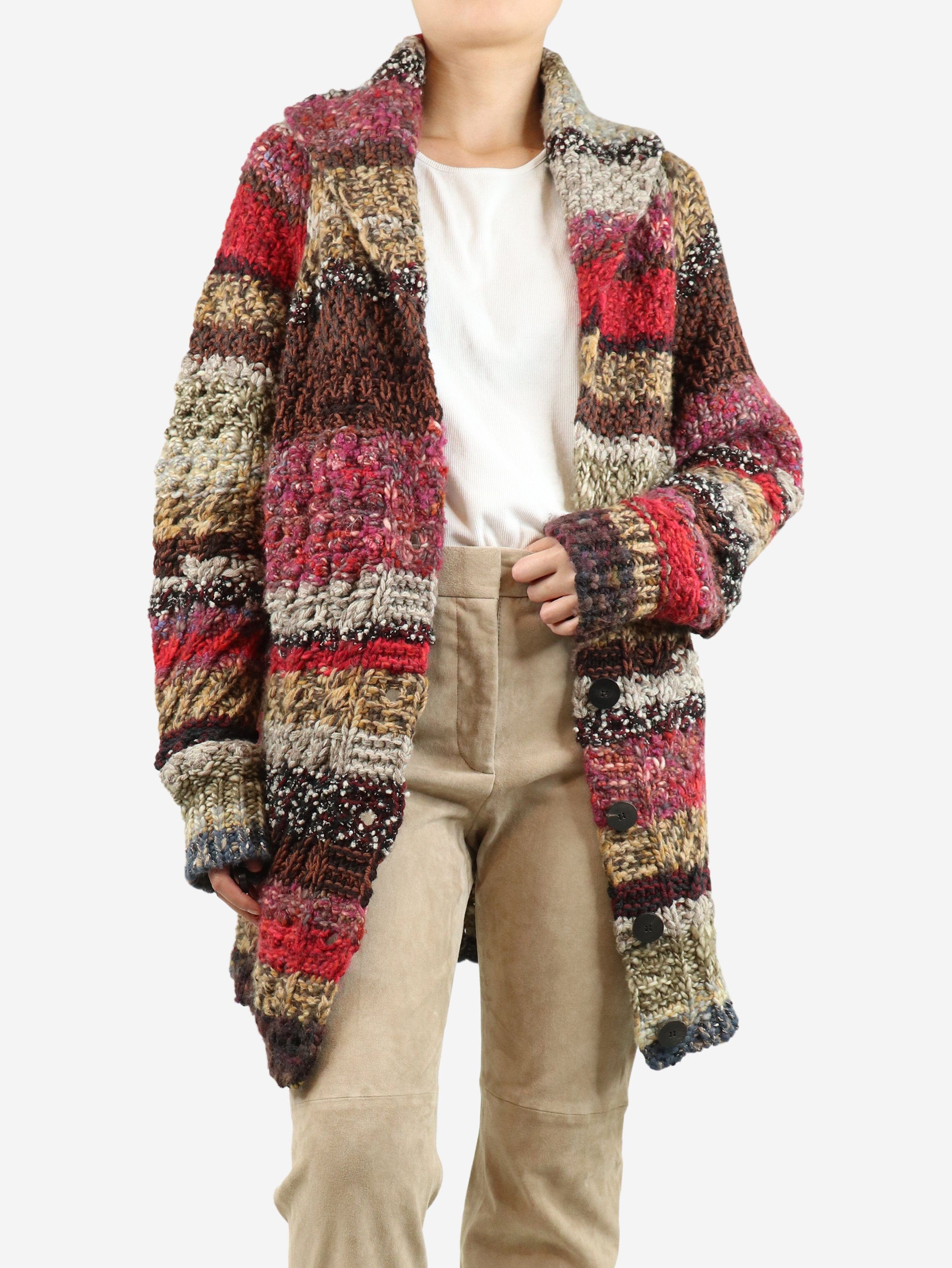 Dior Multicolour chunky belted wool-blend cardigan - UK 12 Size M / US 6-8 / IT 42-44 - 3 Thumbnail