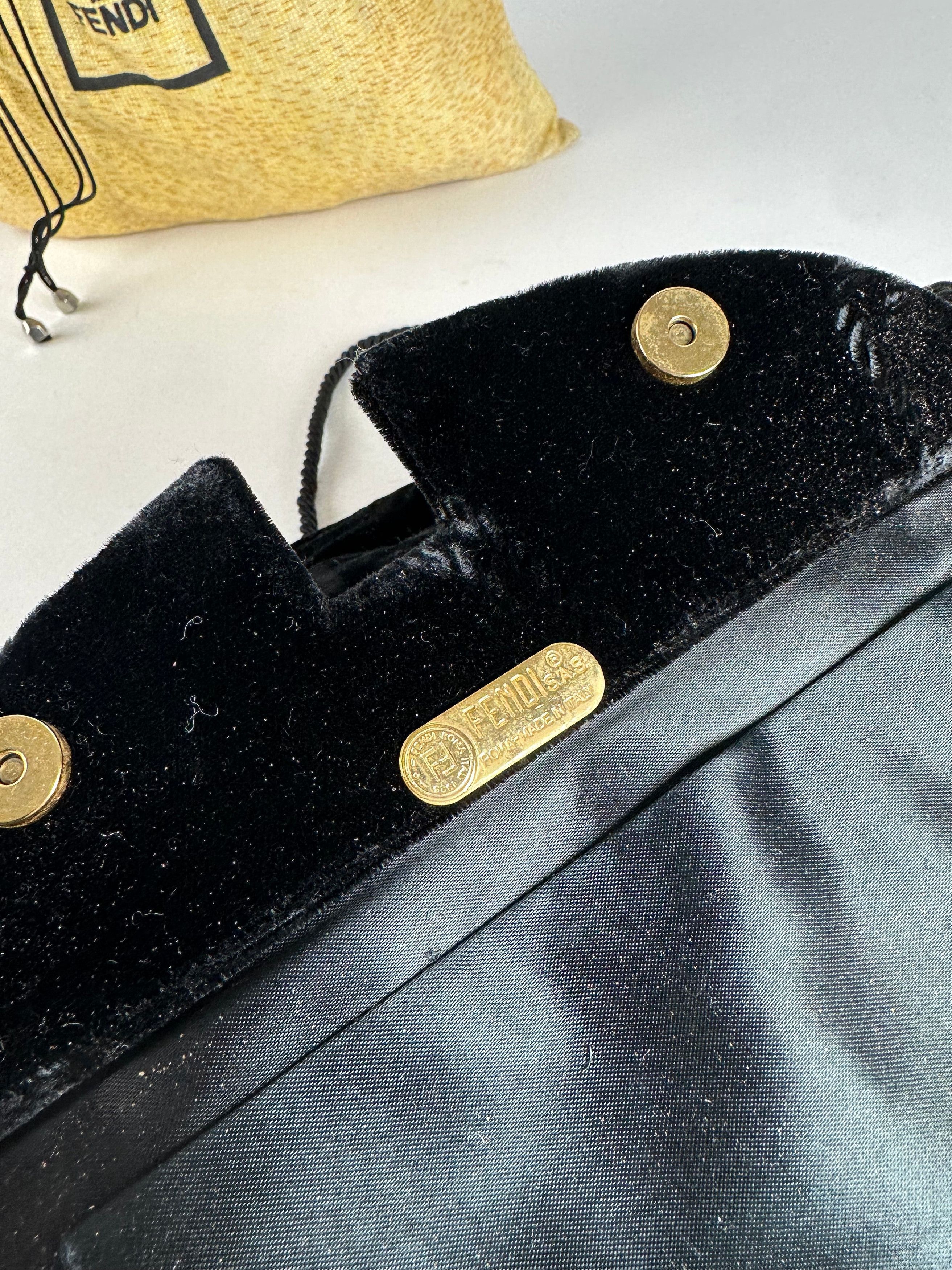 Fendi Vintage Velvet Multiway Handbag Black Size ONE SIZE - 5 Thumbnail