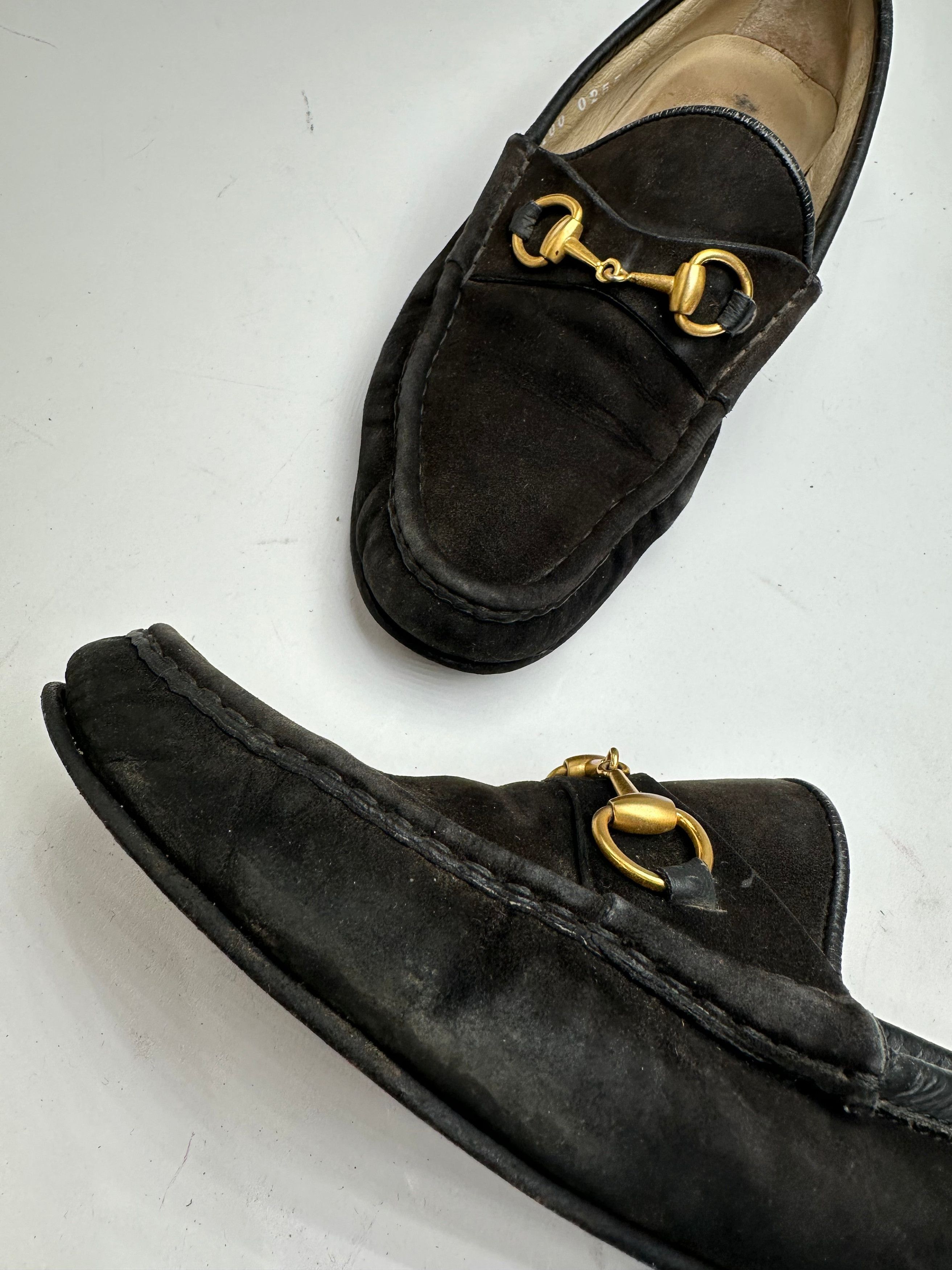 Gucci Vintage Suede Horsebit Loafer Black Size US 8.5 / IT 38.5 - 2 Thumbnail