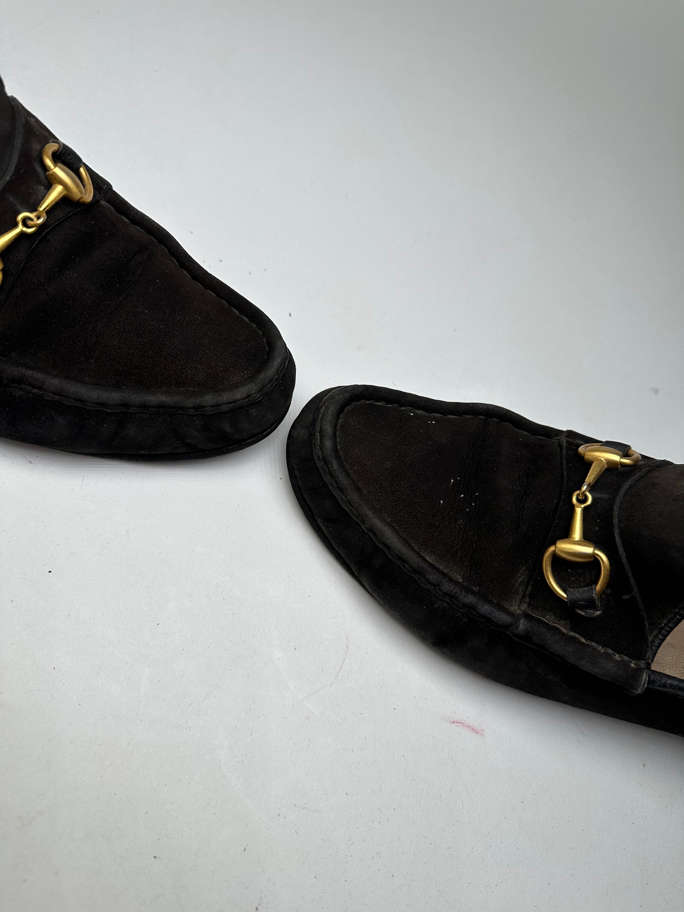 Gucci Vintage Suede Horsebit Loafer Black Size US 8.5 / IT 38.5 - 7 Thumbnail