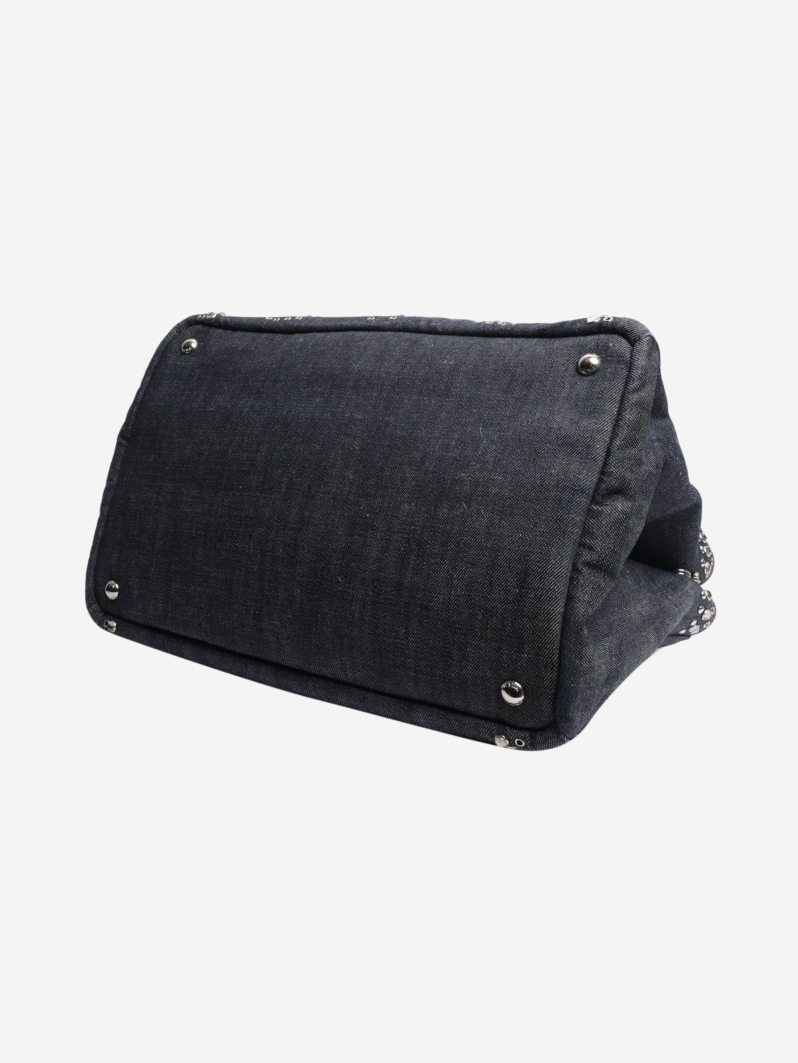 Prada Indigo denim bejewelled 2way tote Size ONE SIZE - 4 Thumbnail