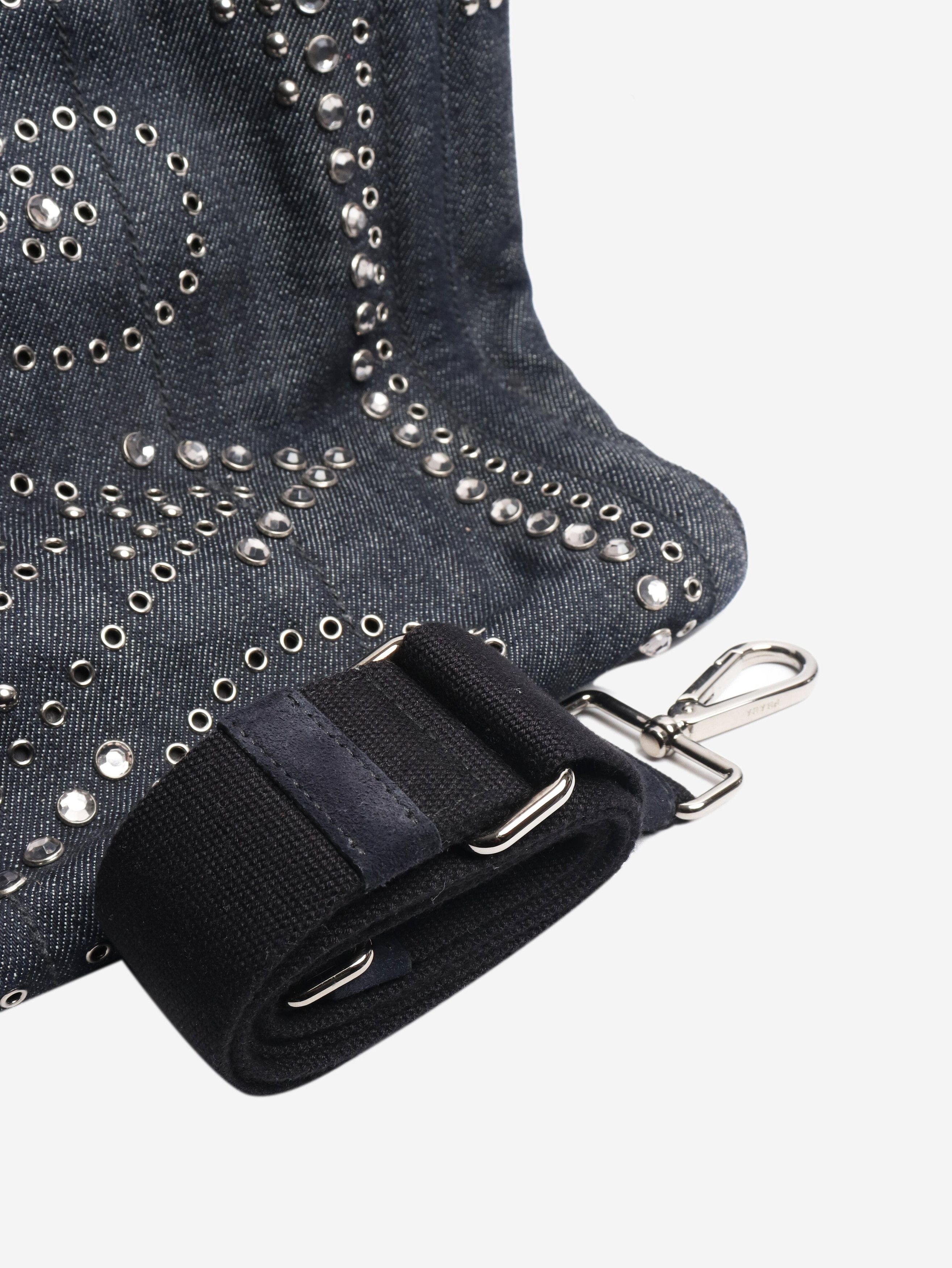 Prada Indigo denim bejewelled 2way tote Size ONE SIZE - 9 Thumbnail