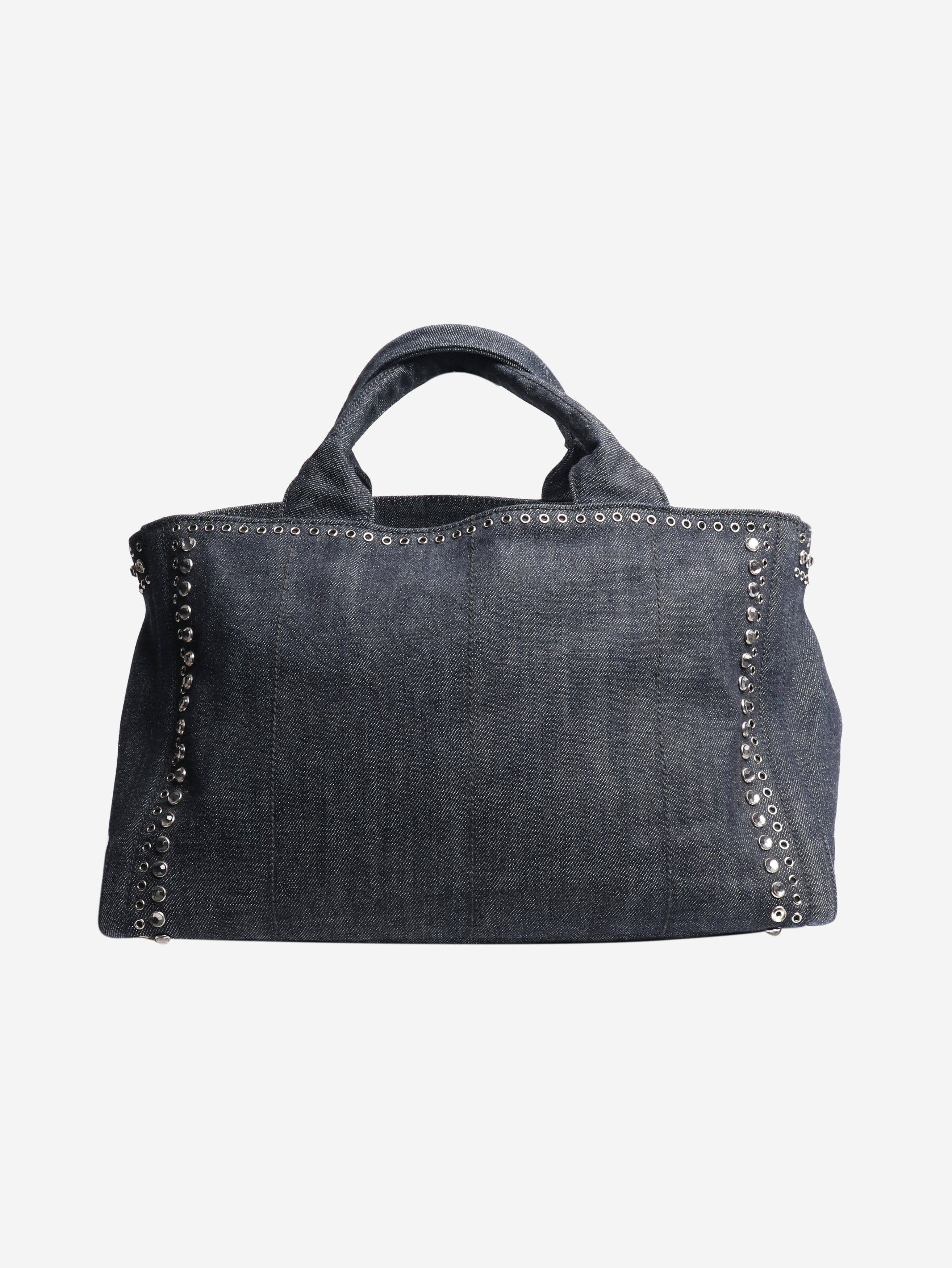 Prada Indigo denim bejewelled 2way tote Size ONE SIZE - 3 Thumbnail