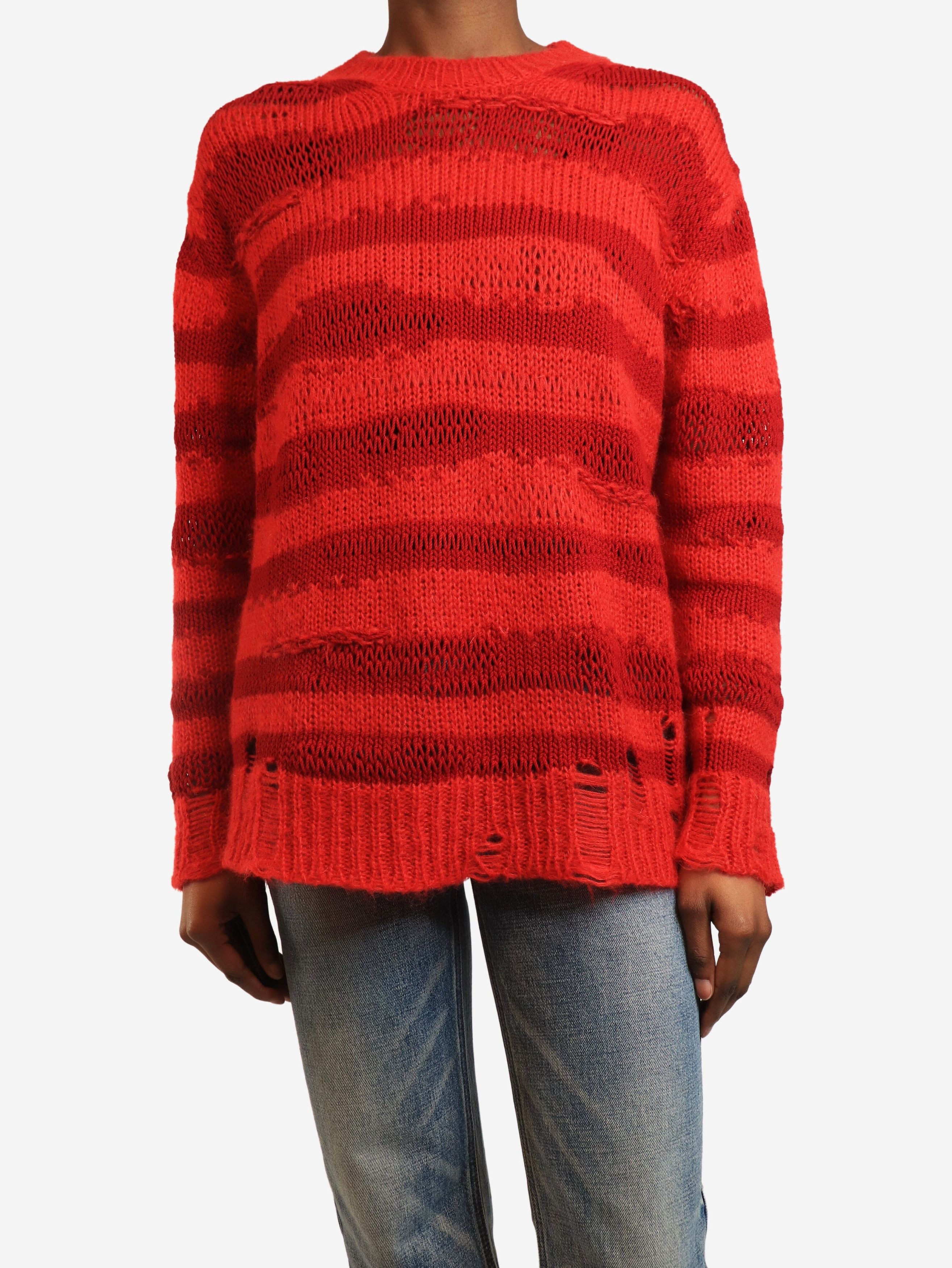 Acne Studios Red distressed striped sweater - XS Size XS / US 0-2 / IT 36-38 - 2 Thumbnail