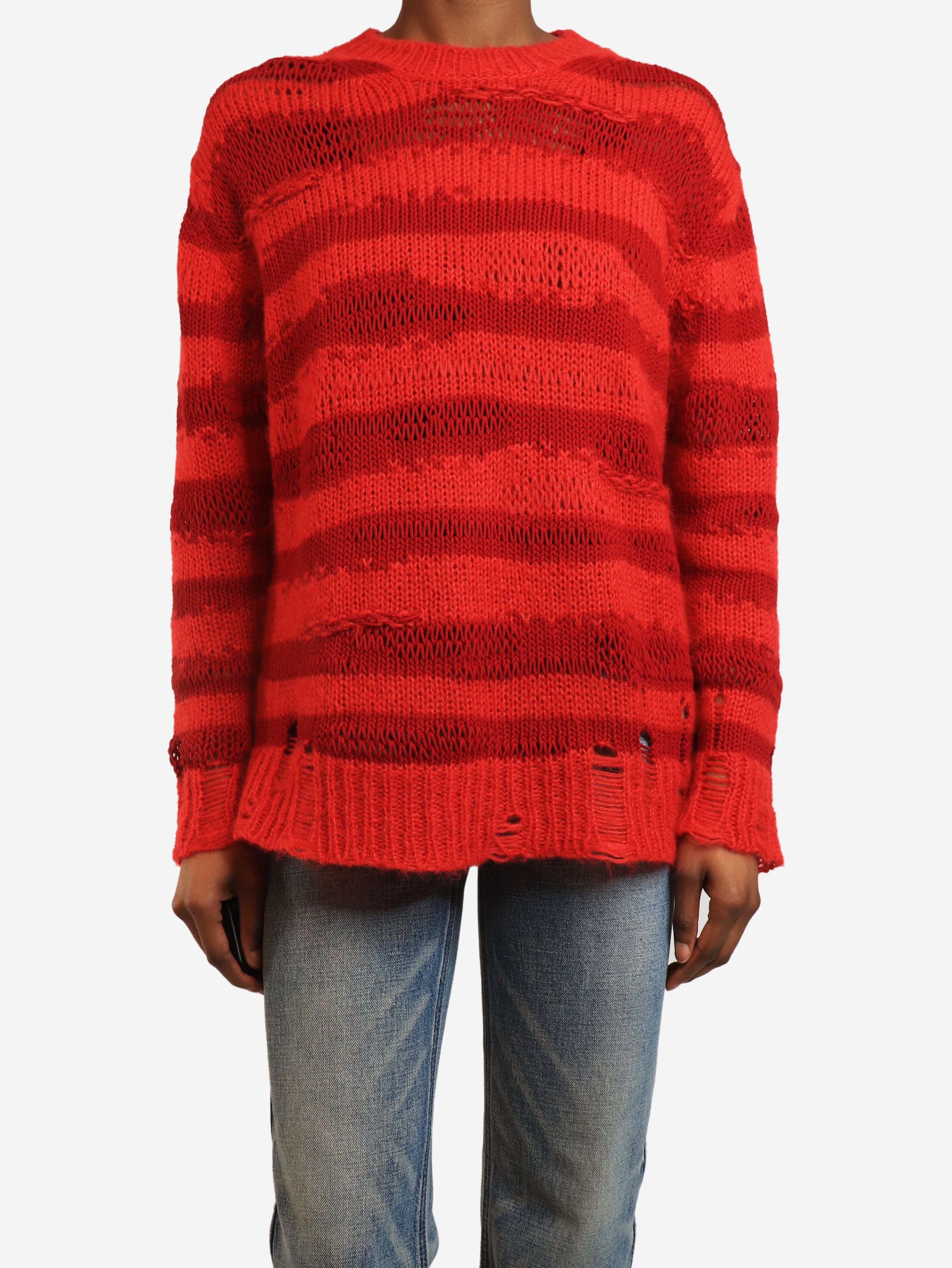 Acne Studios Red distressed striped sweater - XS Size XS / US 0-2 / IT 36-38 - 4 Thumbnail