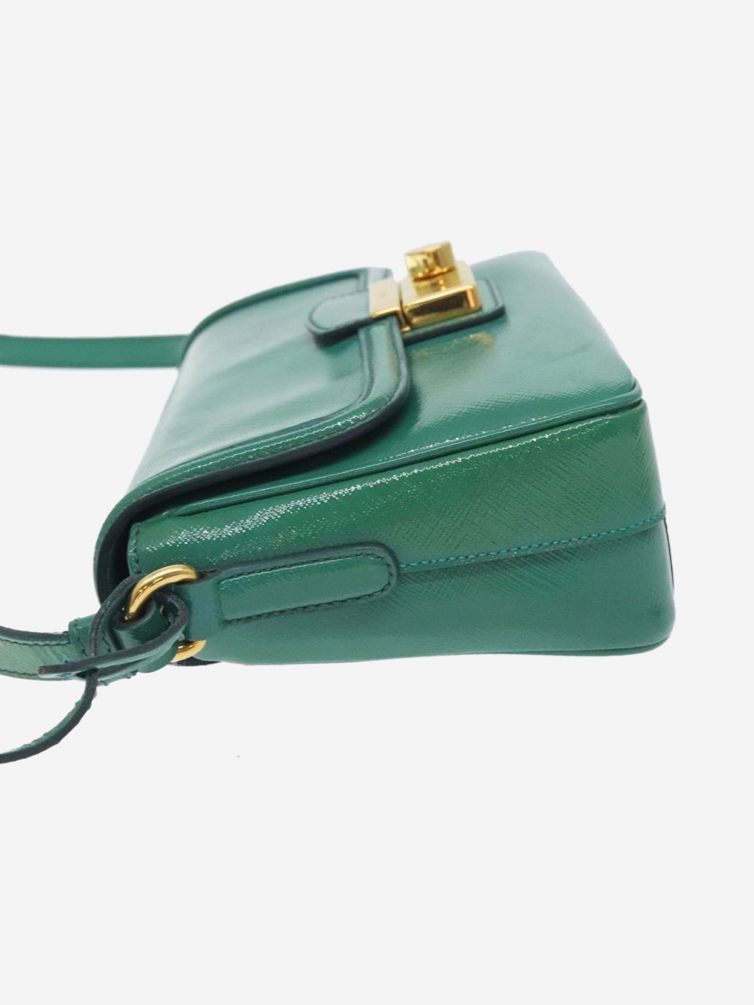 Prada Green patent Saffiano leather shoulder bag Size ONE SIZE - 5 Thumbnail