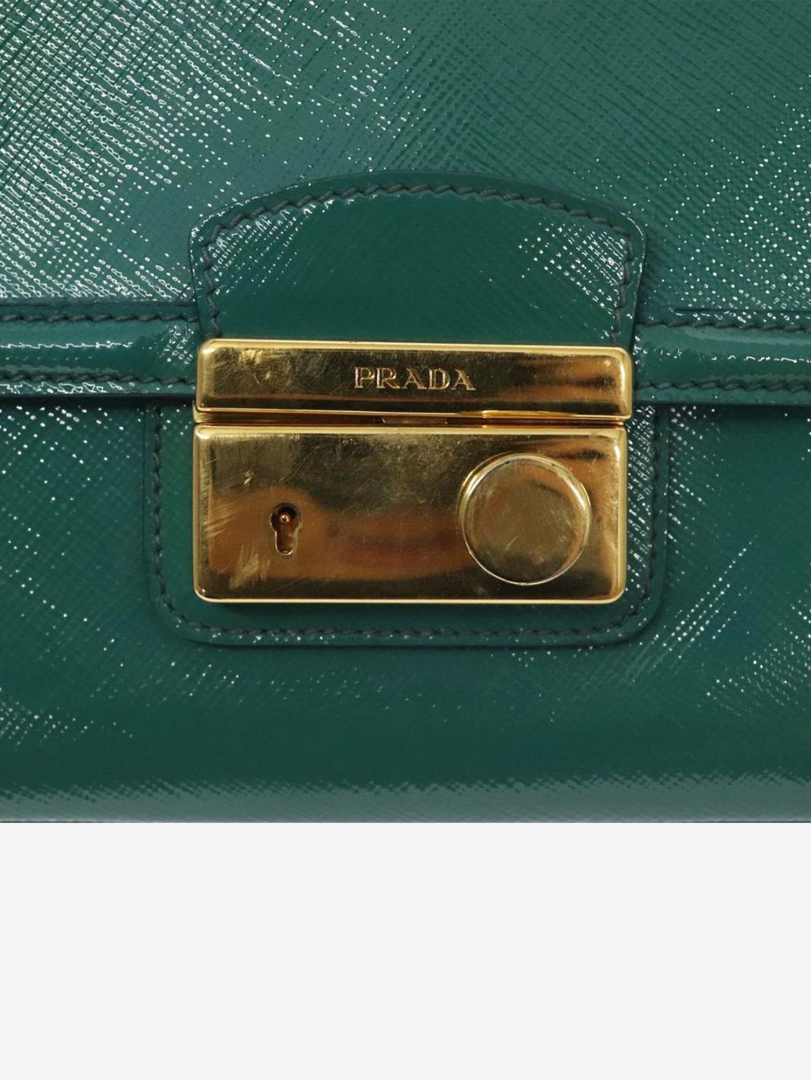 Prada Green patent Saffiano leather shoulder bag Size ONE SIZE - 15 Thumbnail
