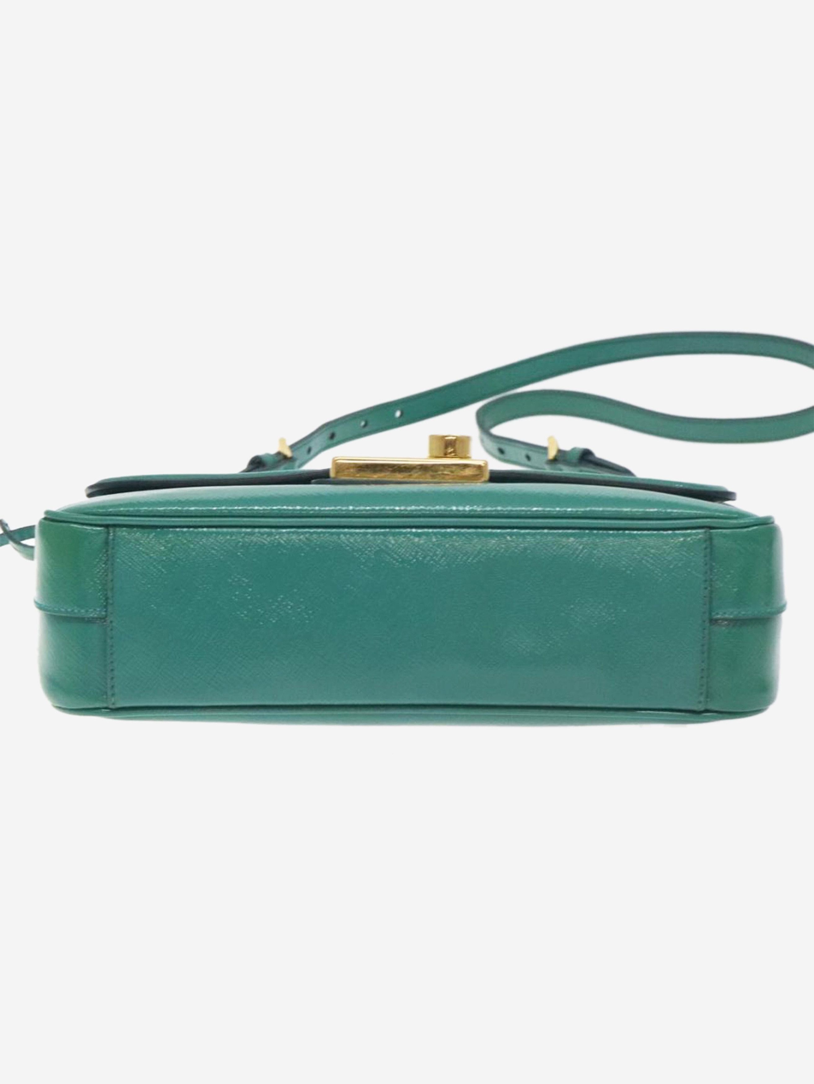 Prada Green patent Saffiano leather shoulder bag Size ONE SIZE - 9 Thumbnail