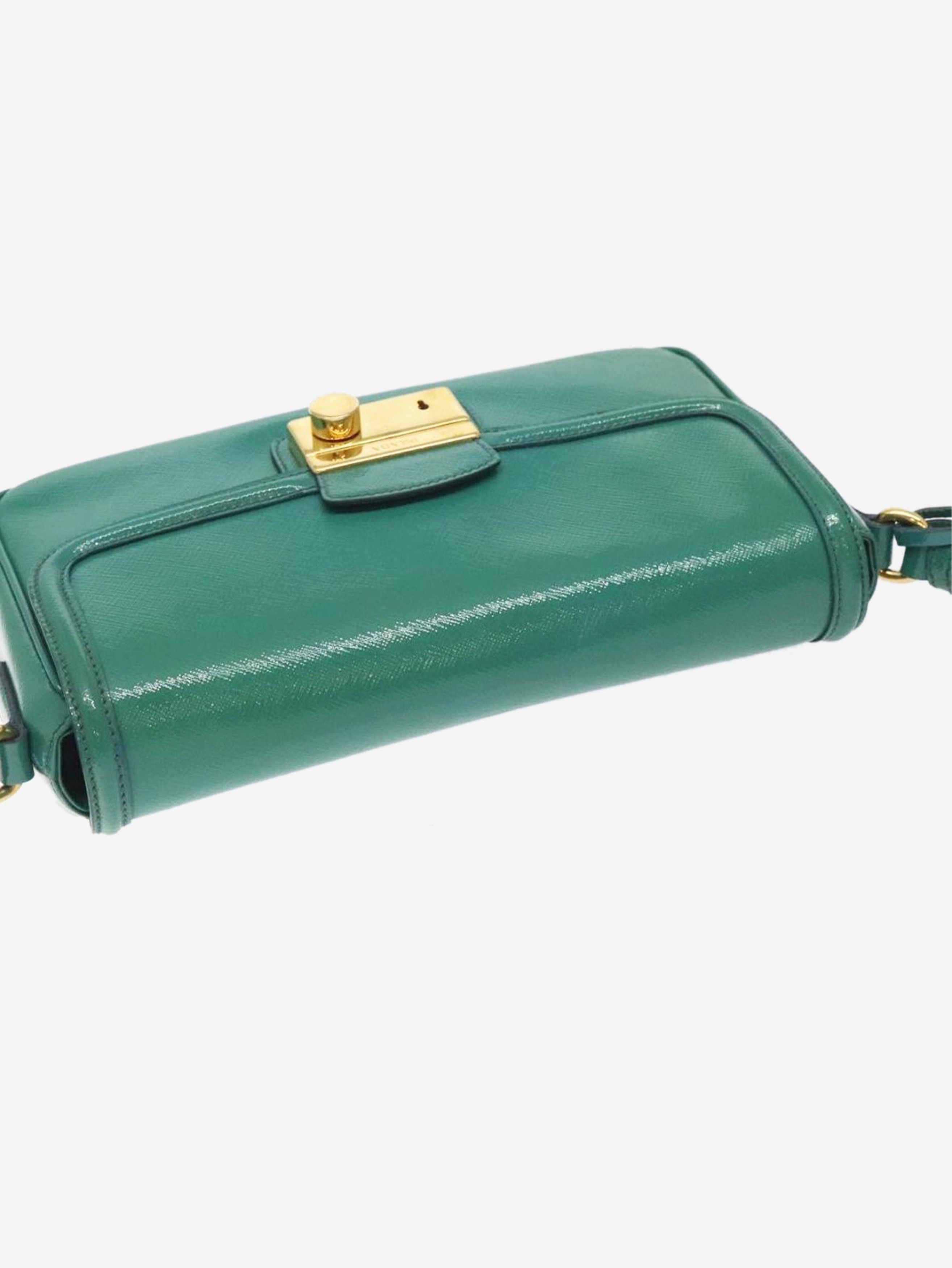 Prada Green patent Saffiano leather shoulder bag Size ONE SIZE - 6 Thumbnail