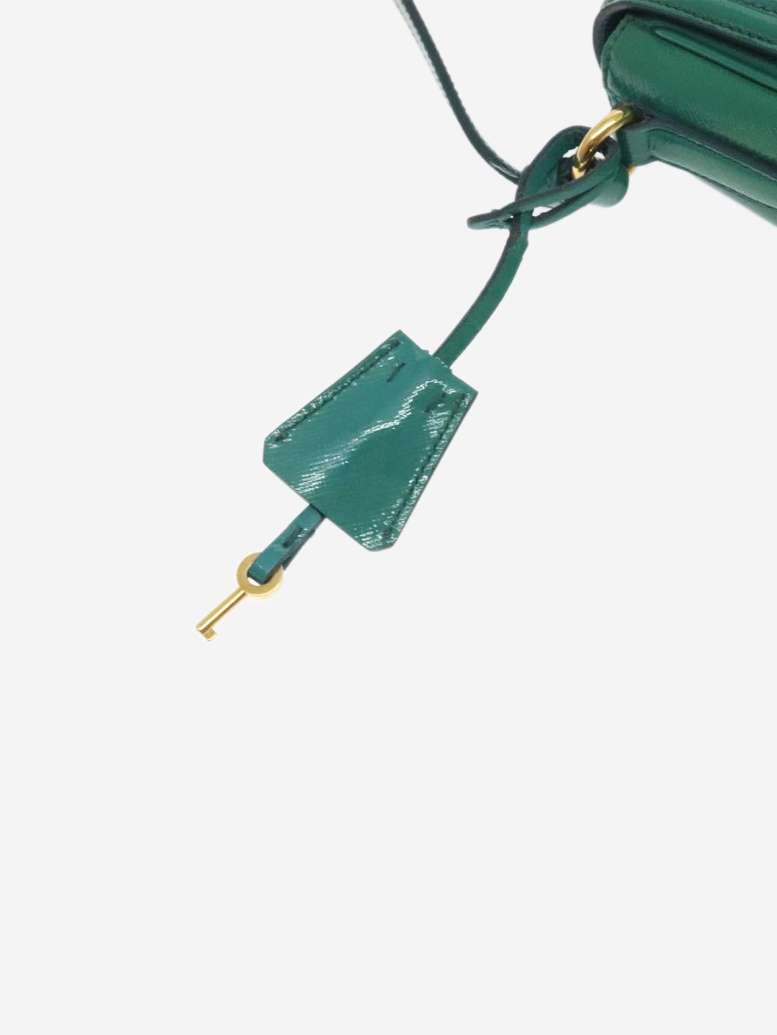 Prada Green patent Saffiano leather shoulder bag Size ONE SIZE - 14 Thumbnail