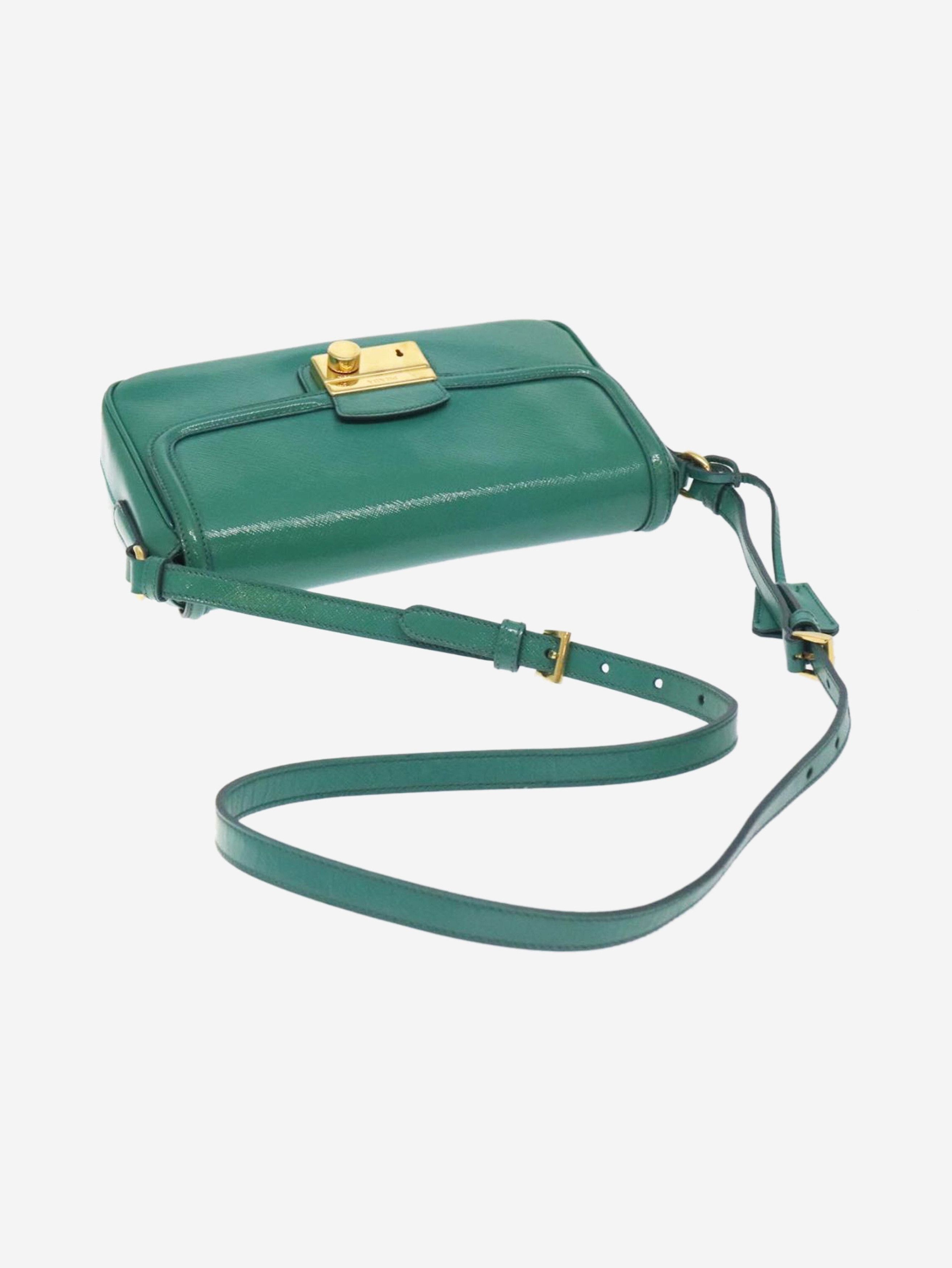 Prada Green patent Saffiano leather shoulder bag Size ONE SIZE - 7 Thumbnail