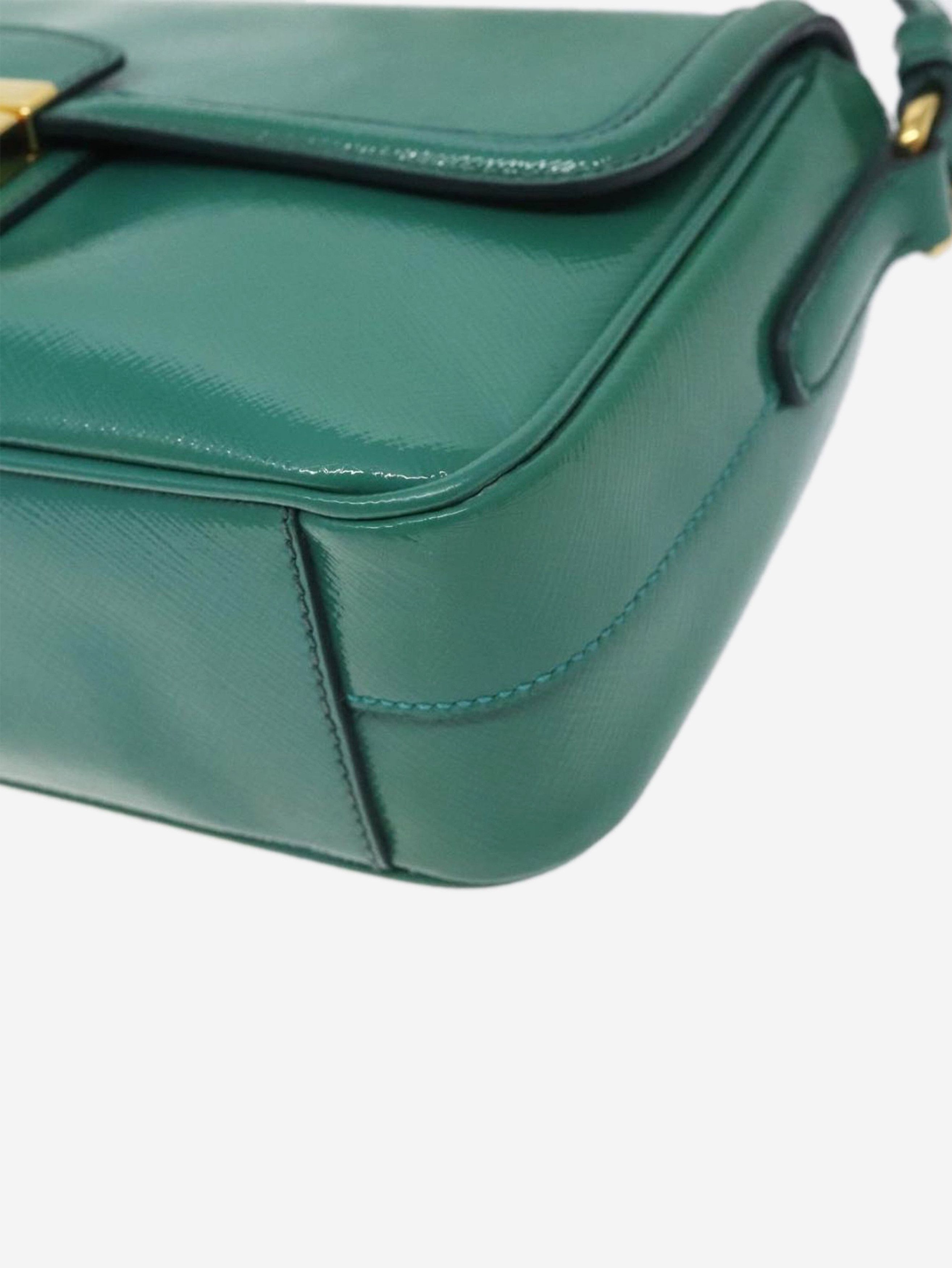 Prada Green patent Saffiano leather shoulder bag Size ONE SIZE - 10 Thumbnail