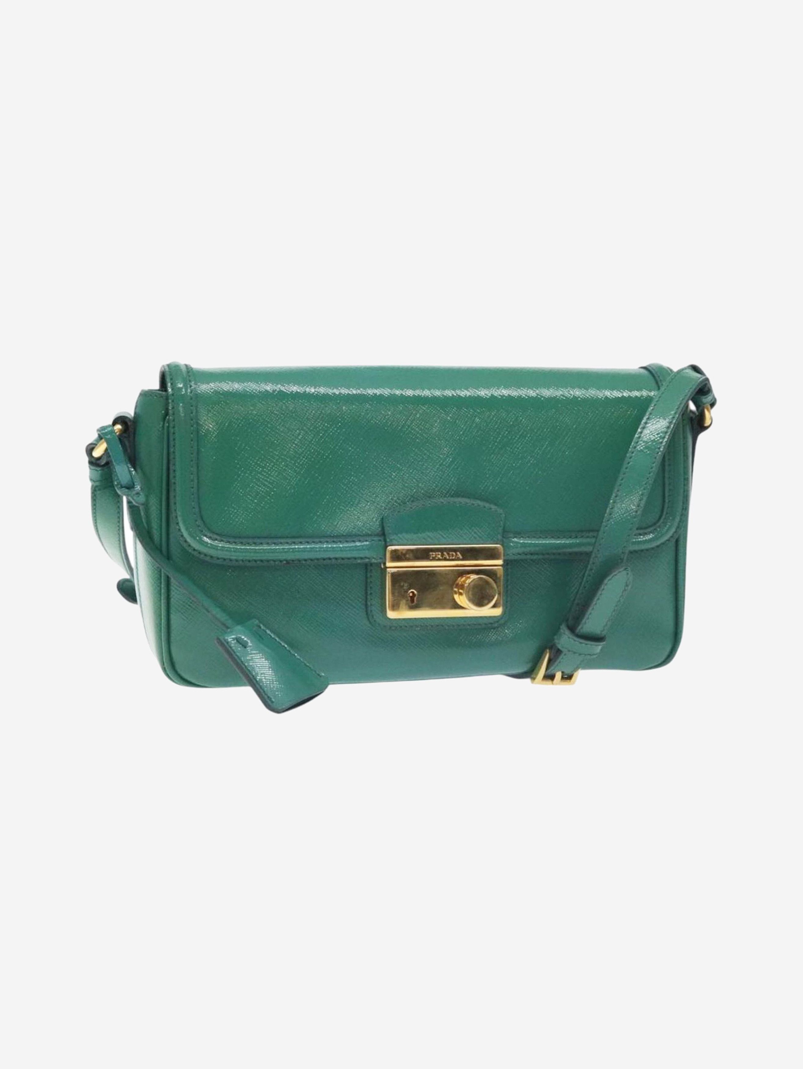 Prada Green patent Saffiano leather shoulder bag Size ONE SIZE - 2 Thumbnail