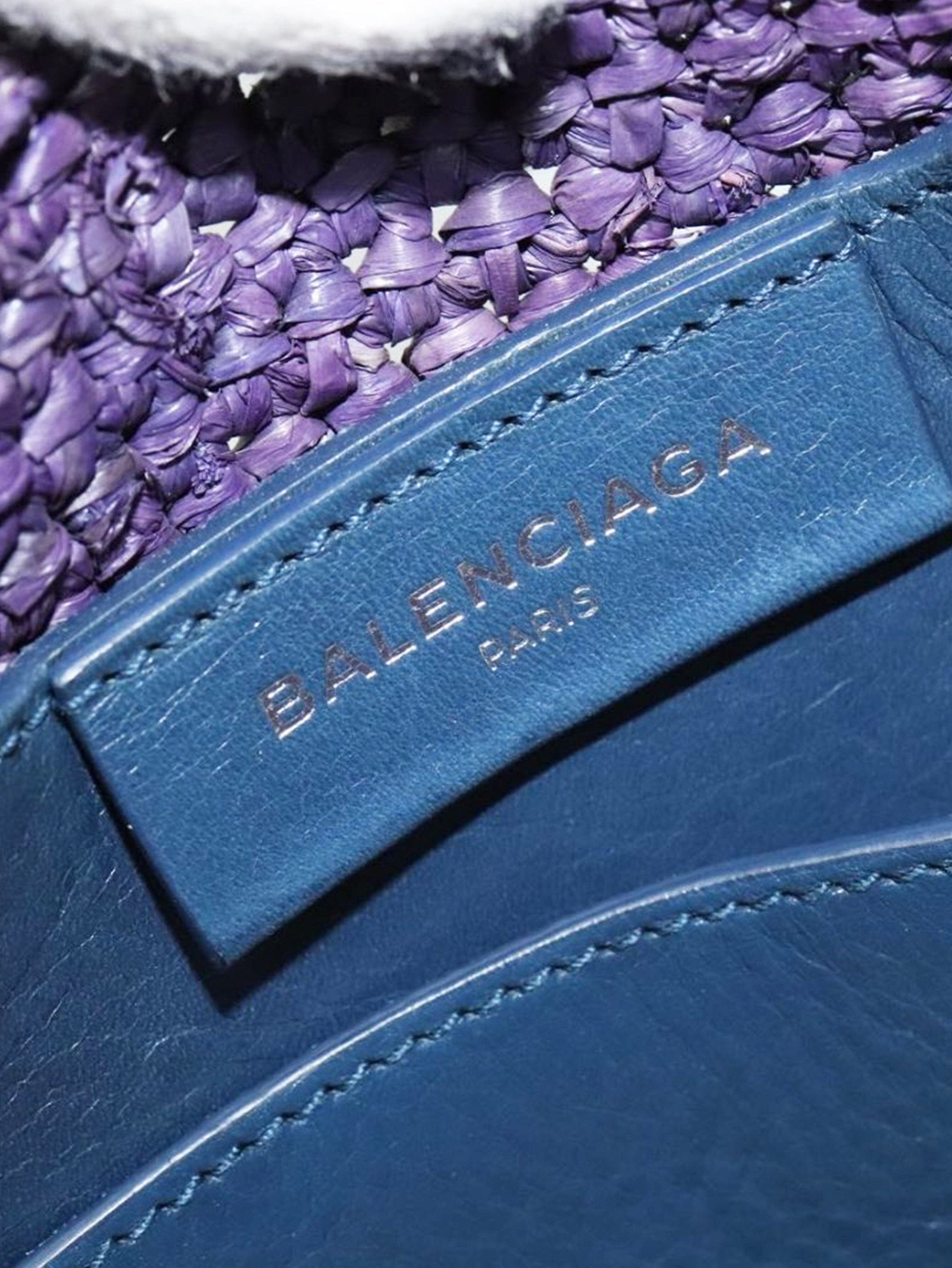 Balenciaga Purple and beige Panier XS raffia tote bag Size ONE SIZE - 15 Thumbnail