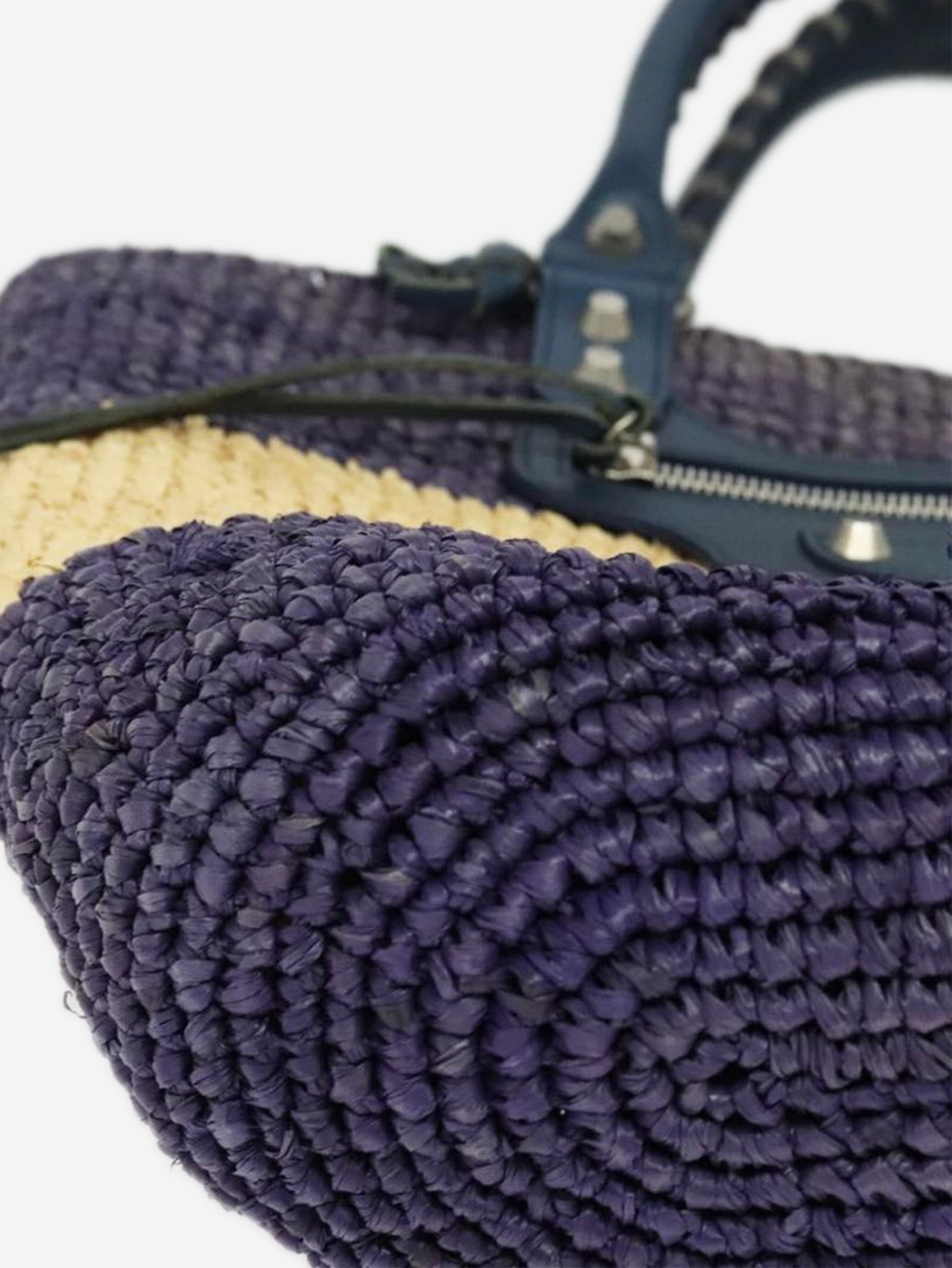 Balenciaga Purple and beige Panier XS raffia tote bag Size ONE SIZE - 11 Thumbnail