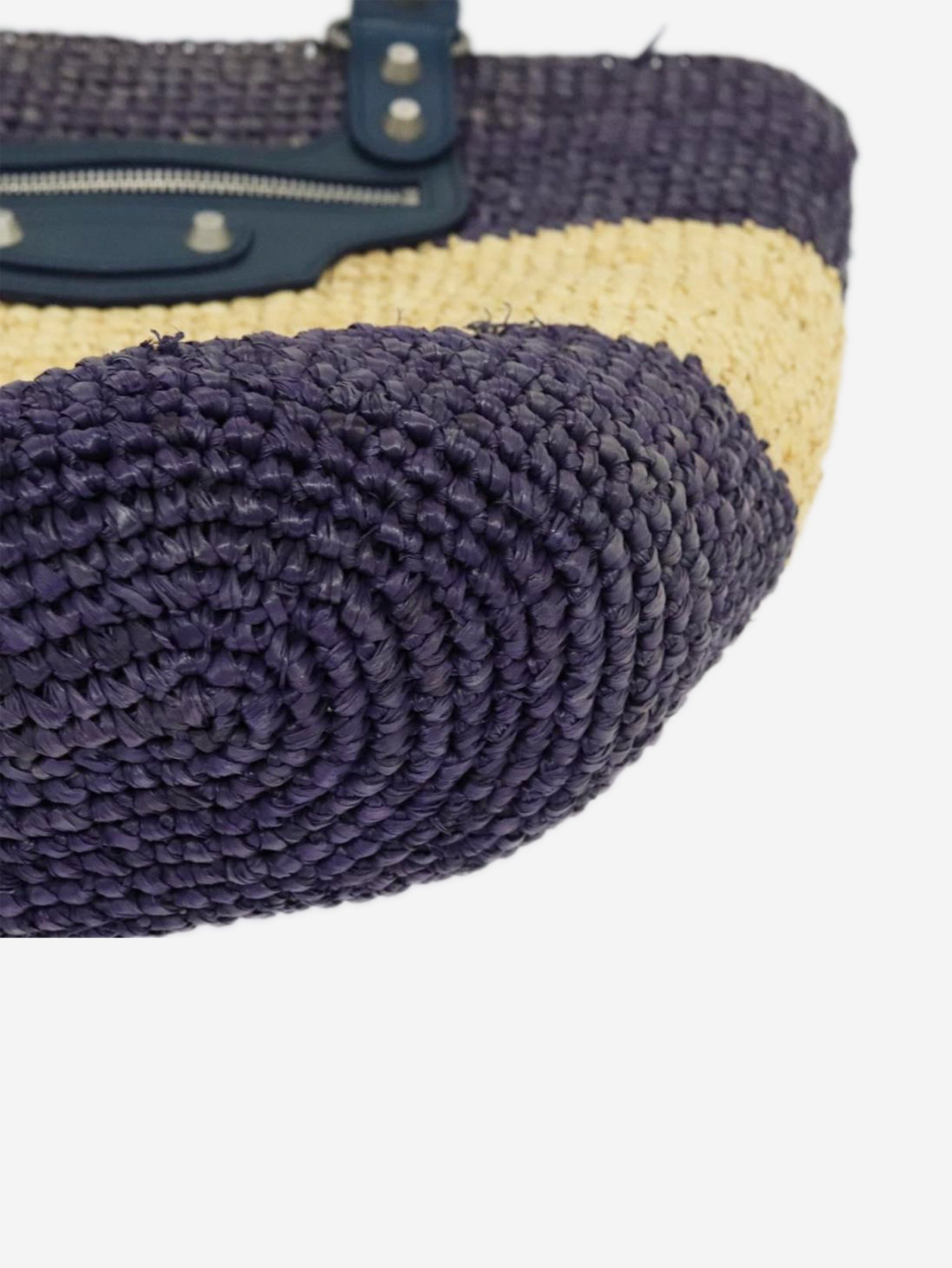 Balenciaga Purple and beige Panier XS raffia tote bag Size ONE SIZE - 12 Thumbnail