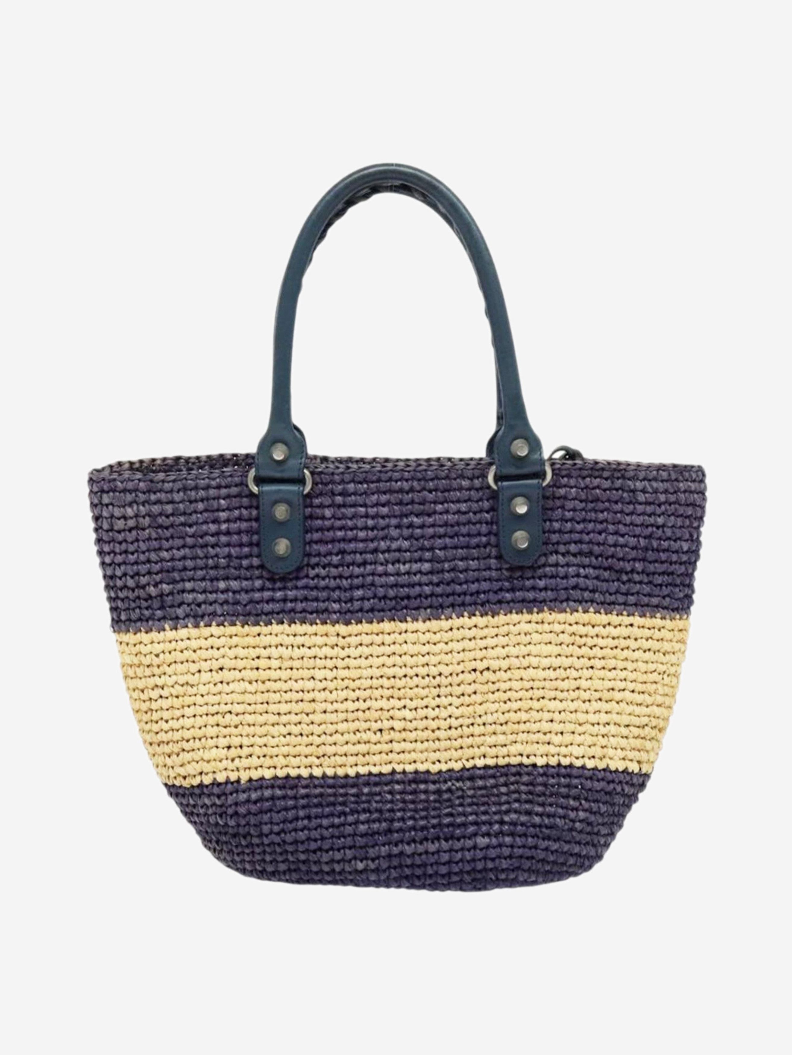 Balenciaga Purple and beige Panier XS raffia tote bag Size ONE SIZE - 4 Thumbnail