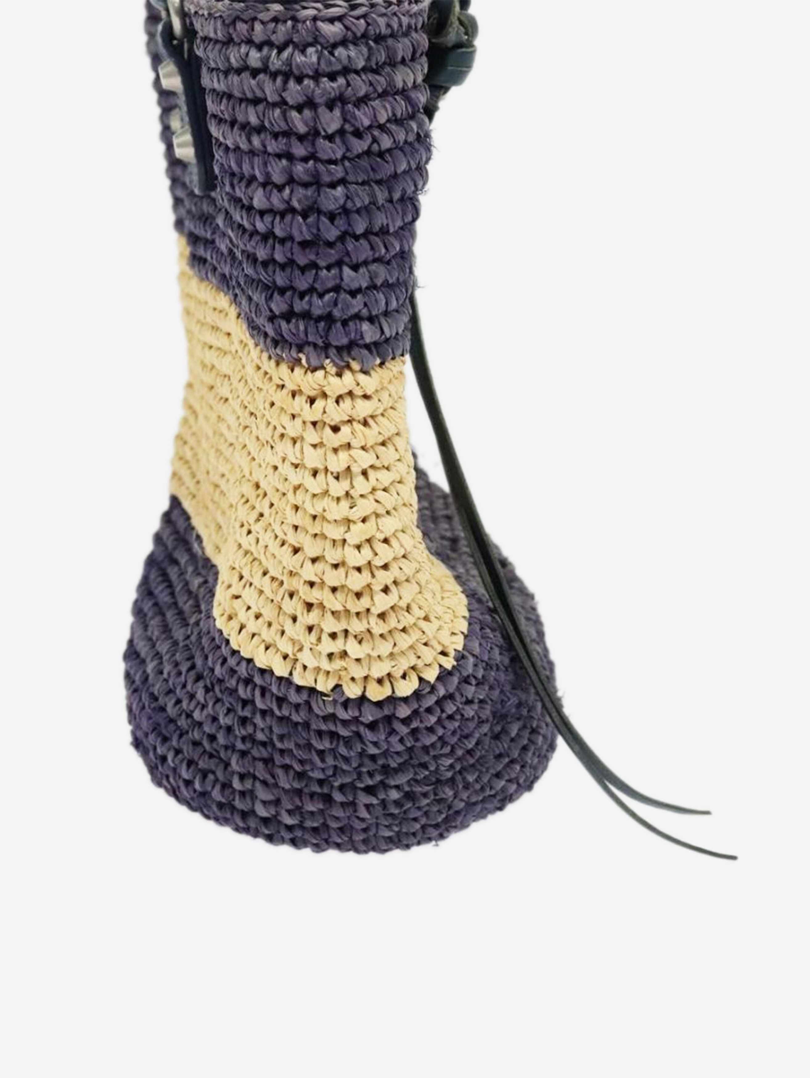 Balenciaga Purple and beige Panier XS raffia tote bag Size ONE SIZE - 5 Thumbnail
