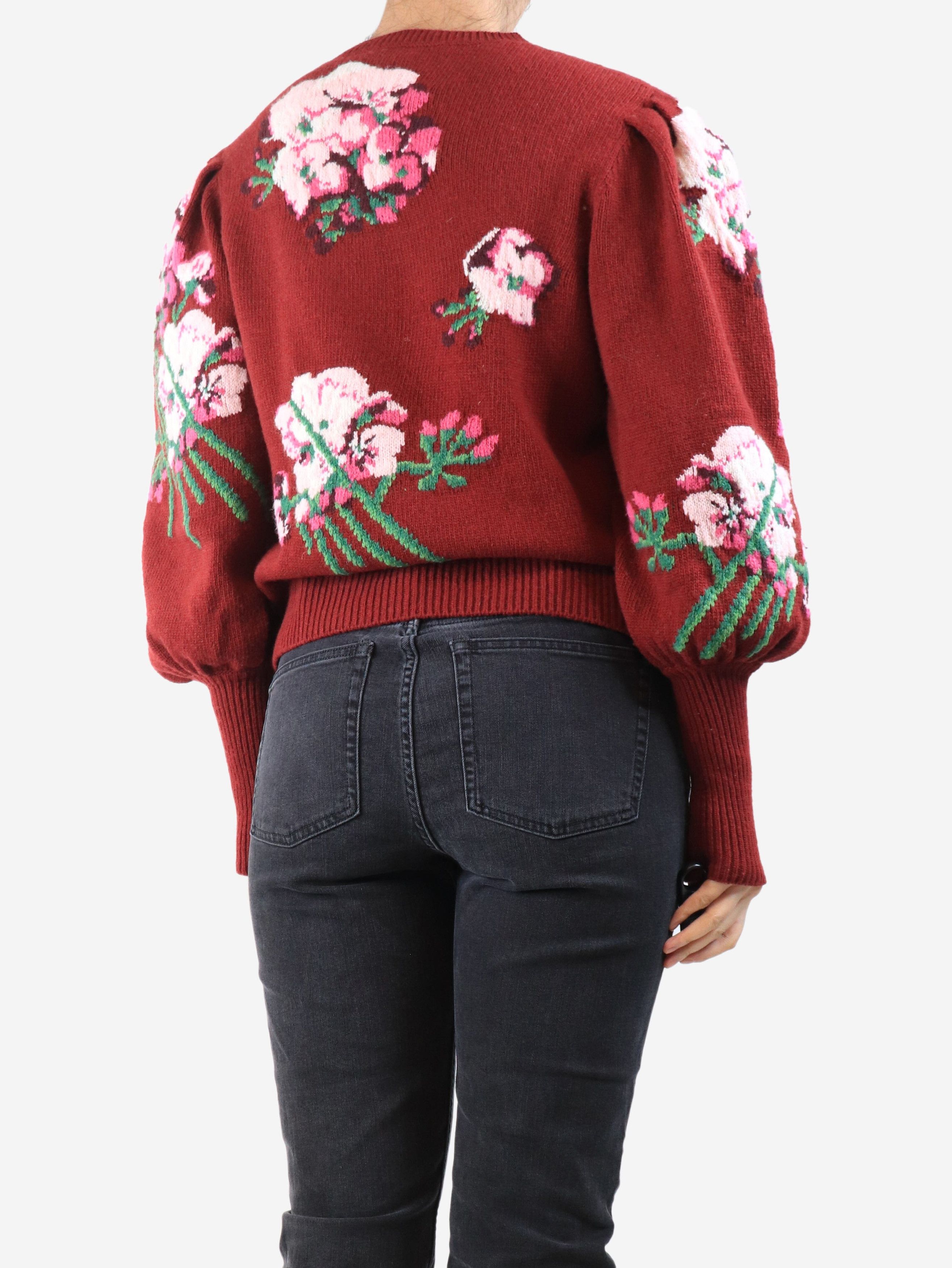 Gucci Burgundy floral puff-sleeved jumper - M Size M / US 6-8 / IT 42-44 - 2 Thumbnail