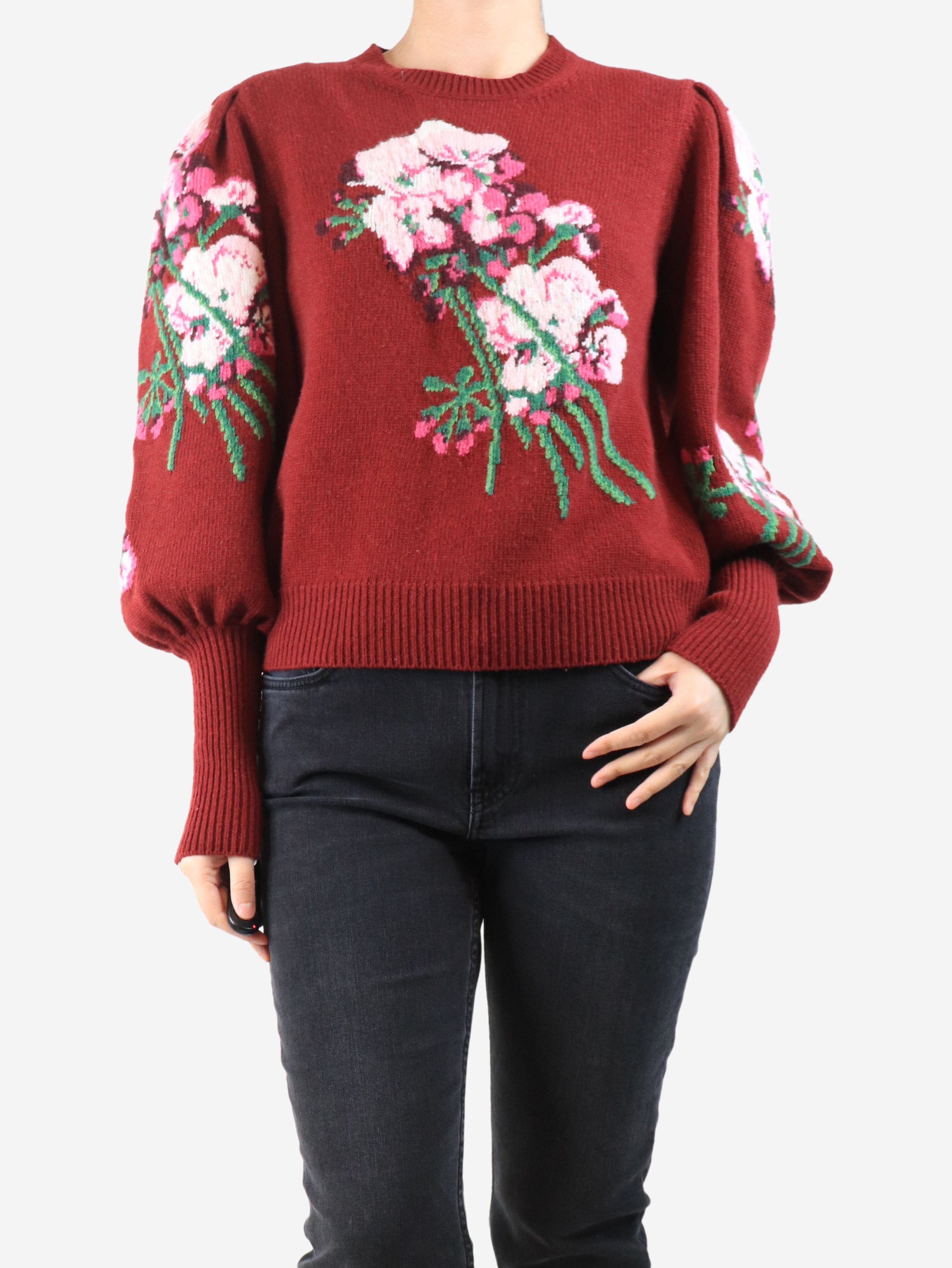 Gucci Burgundy floral puff-sleeved jumper - M Size M / US 6-8 / IT 42-44 - 3 Thumbnail