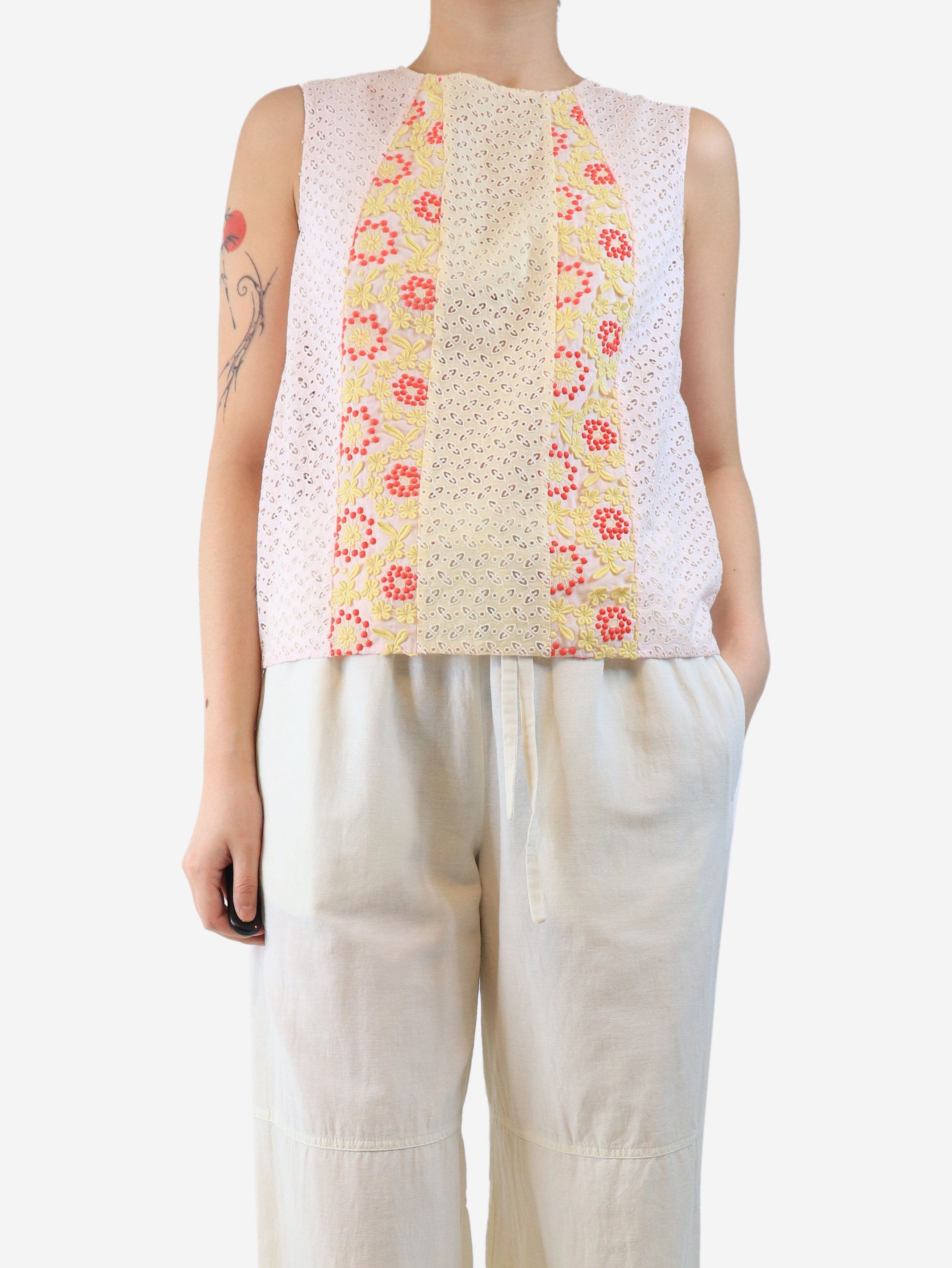 Prada Pink sleeveless embroidered top - UK 10 Size M / US 6-8 / IT 42-44 - 3 Thumbnail